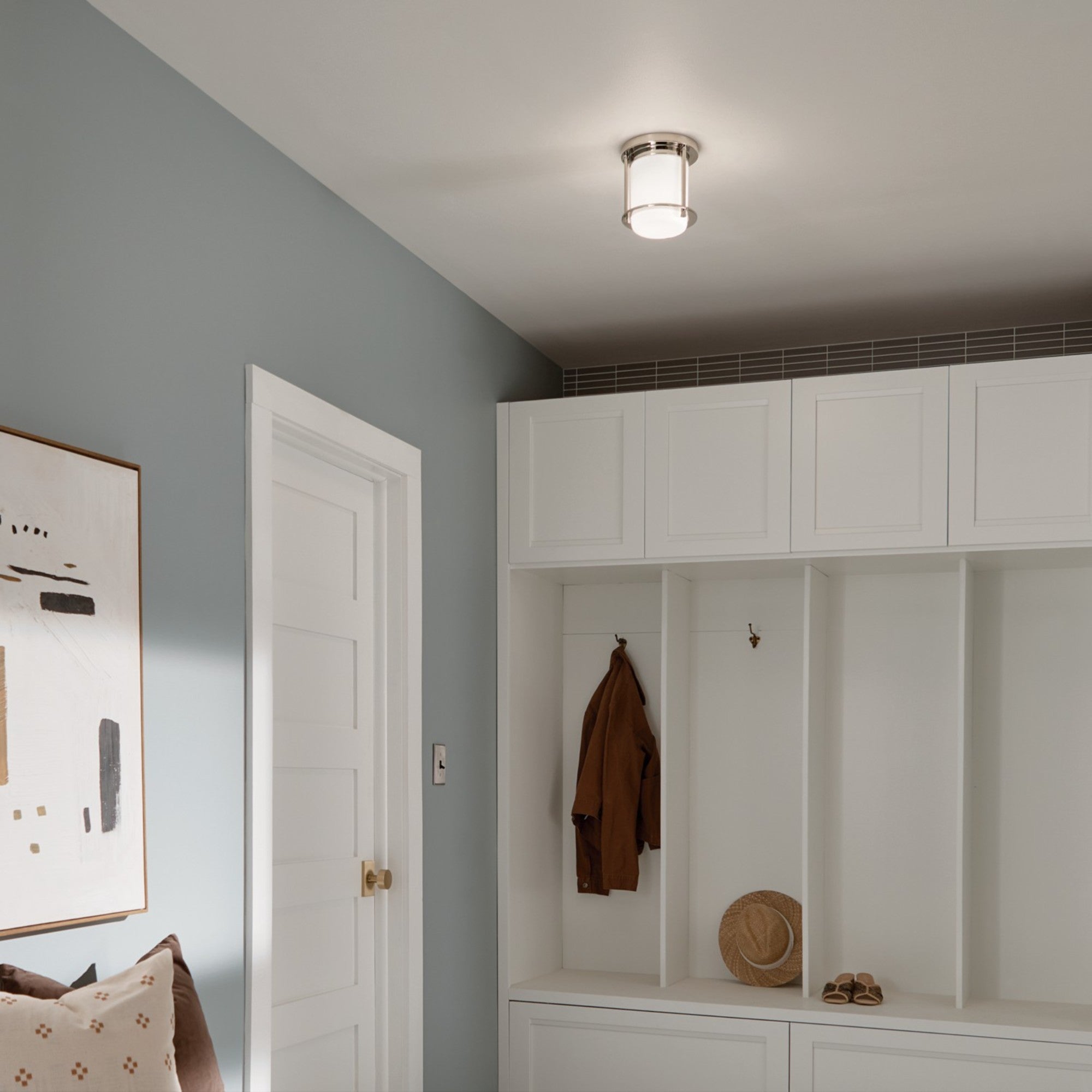 Brit 7" Flush Mount, Polished Nickel Finish - Bees Lighting