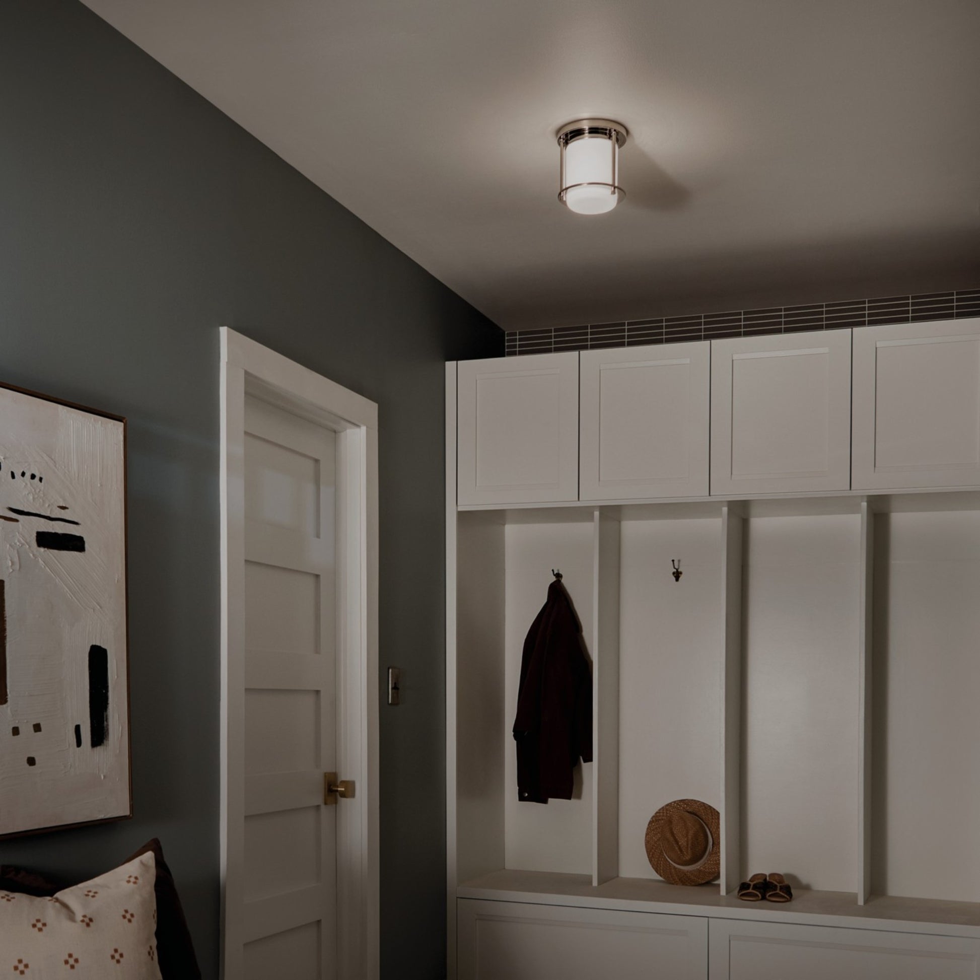 Brit 7" Flush Mount, Polished Nickel Finish - Bees Lighting
