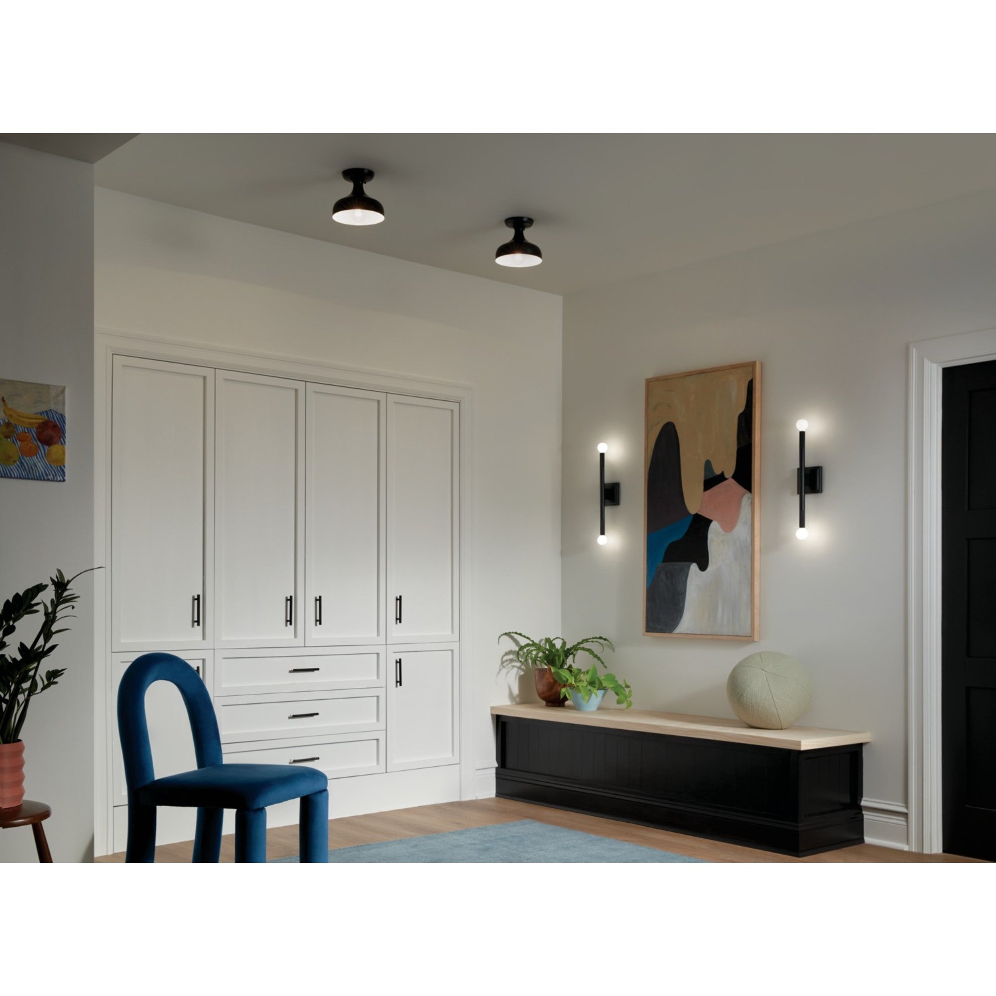 Sisu 8" Semi-Flush Mount, Black Finish - Bees Lighting