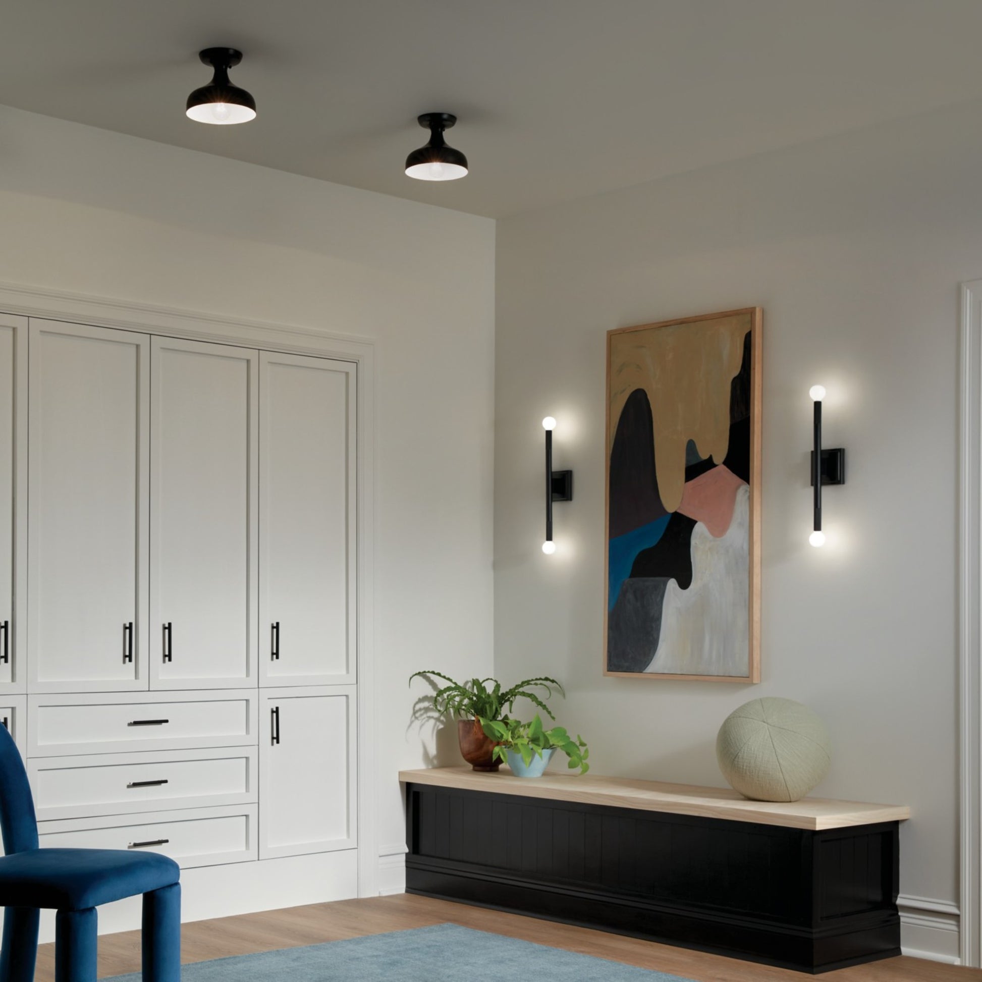 Sisu 8" Semi-Flush Mount, Black Finish - Bees Lighting