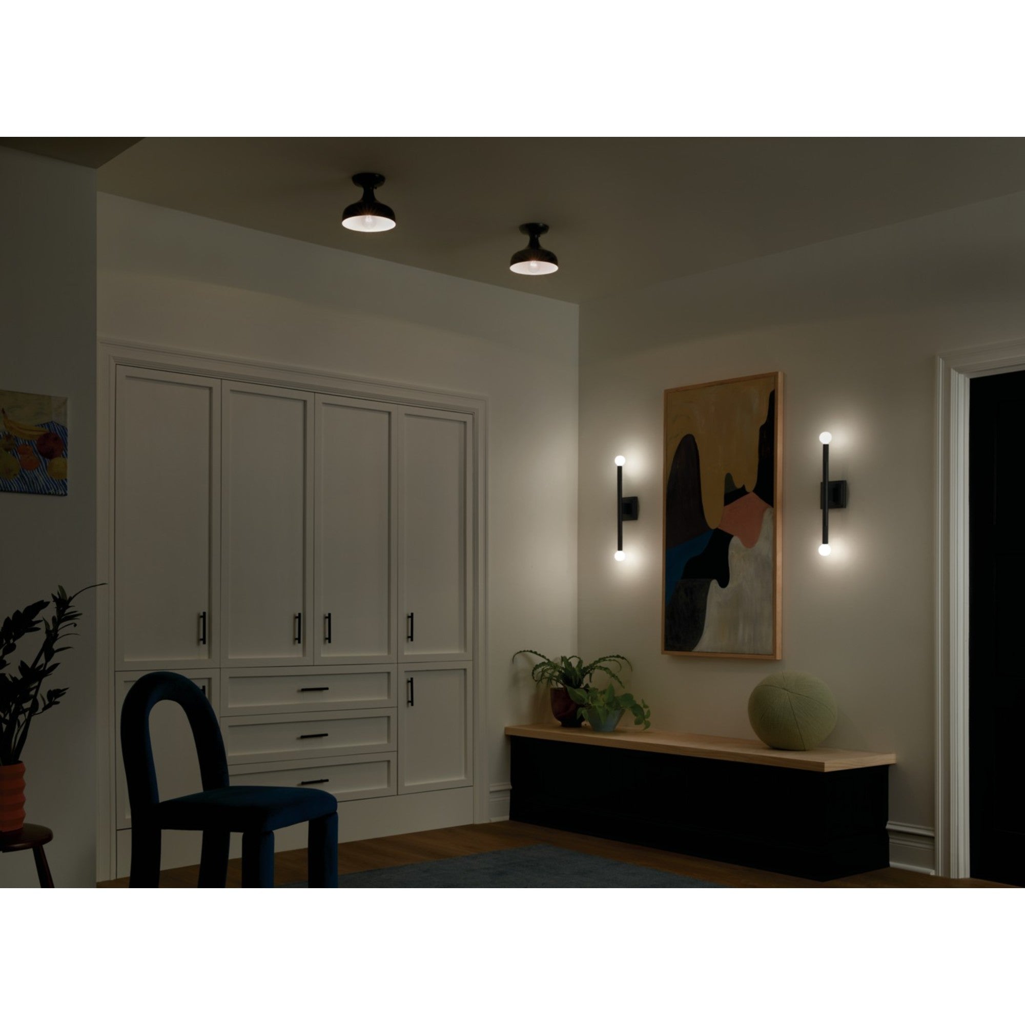 Sisu 8" Semi-Flush Mount, Black Finish - Bees Lighting