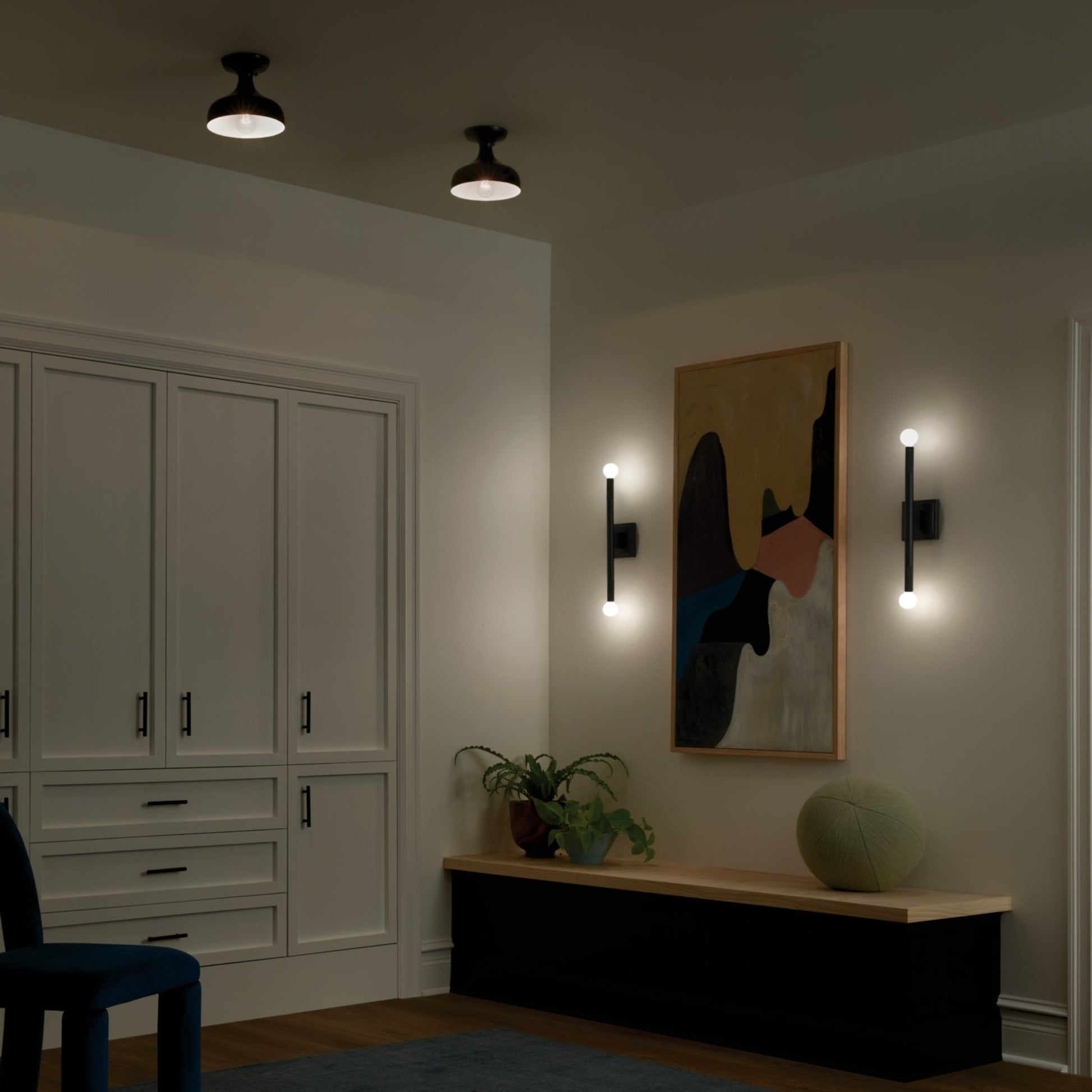 Sisu 8" Semi-Flush Mount, Black Finish - Bees Lighting