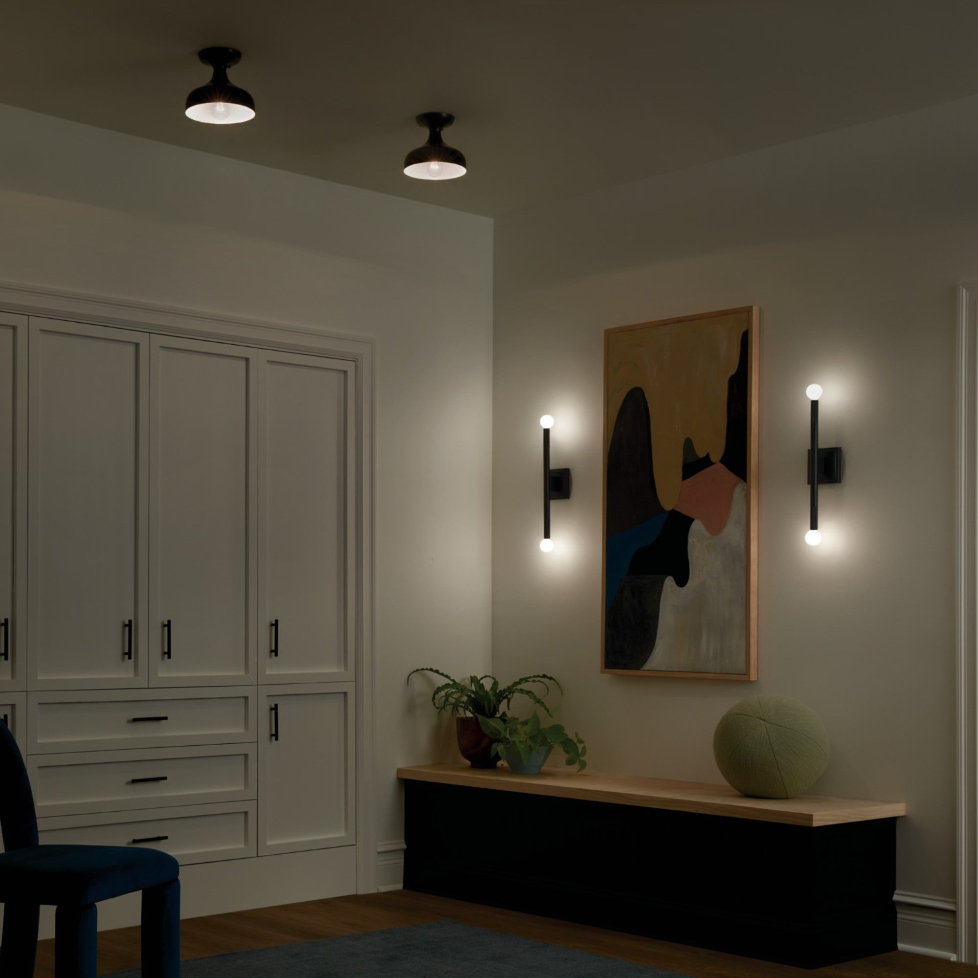 Sisu 8" Semi-Flush Mount, Black Finish - Bees Lighting