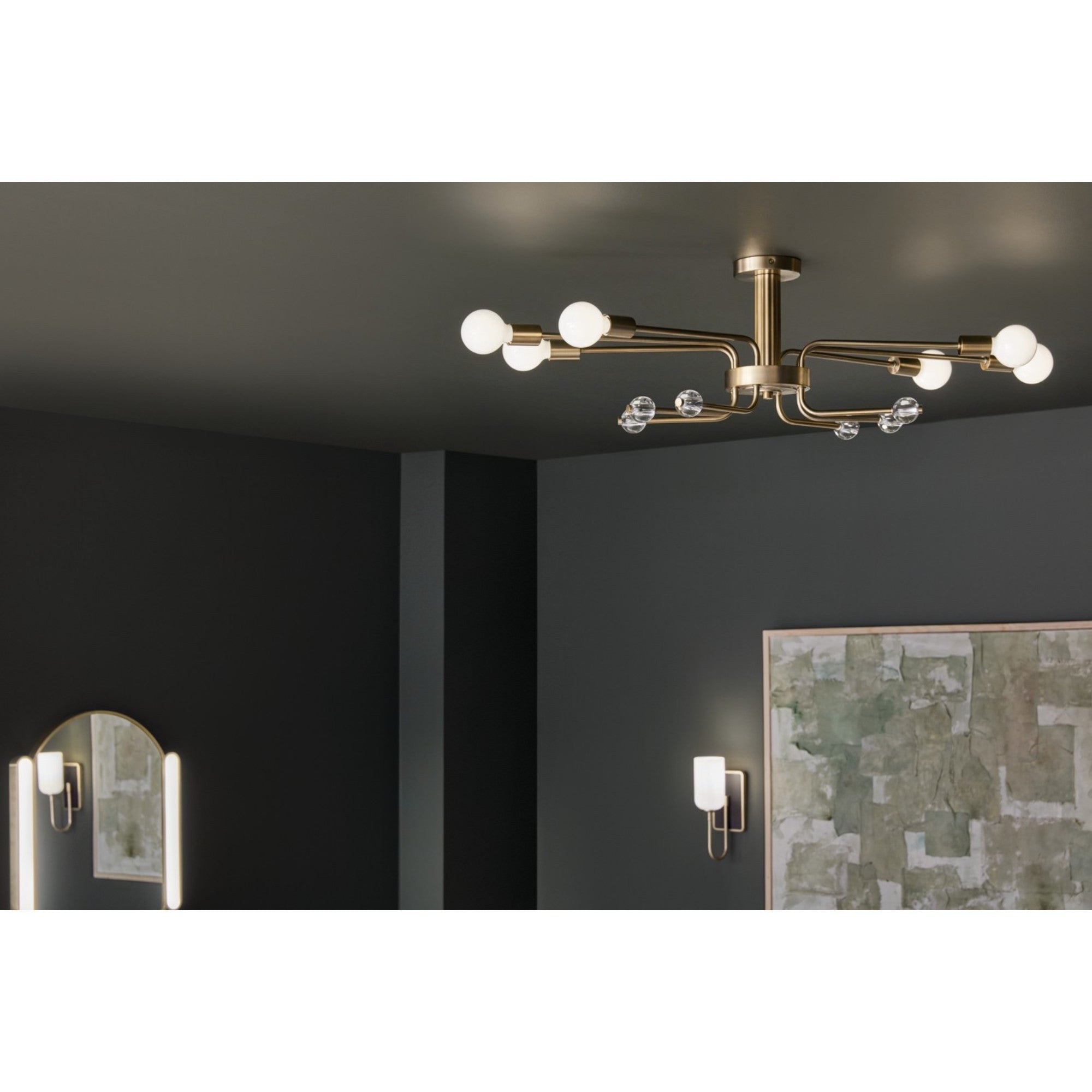 Ocala 41" 6-Light Semi-Flush Mount, Champagne Bronze Finish - Bees Lighting