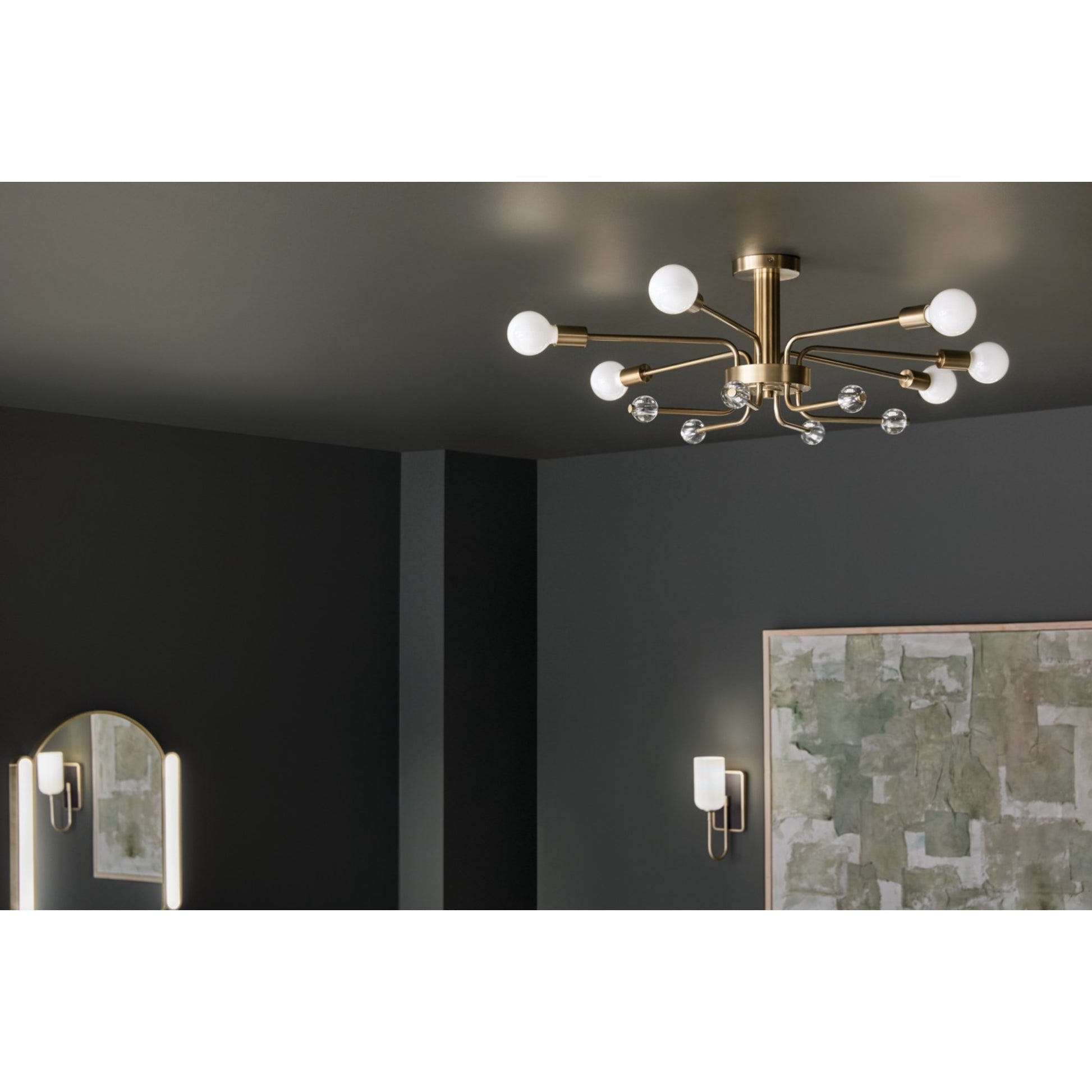 Ocala 41" 6-Light Semi-Flush Mount, Champagne Bronze Finish - Bees Lighting
