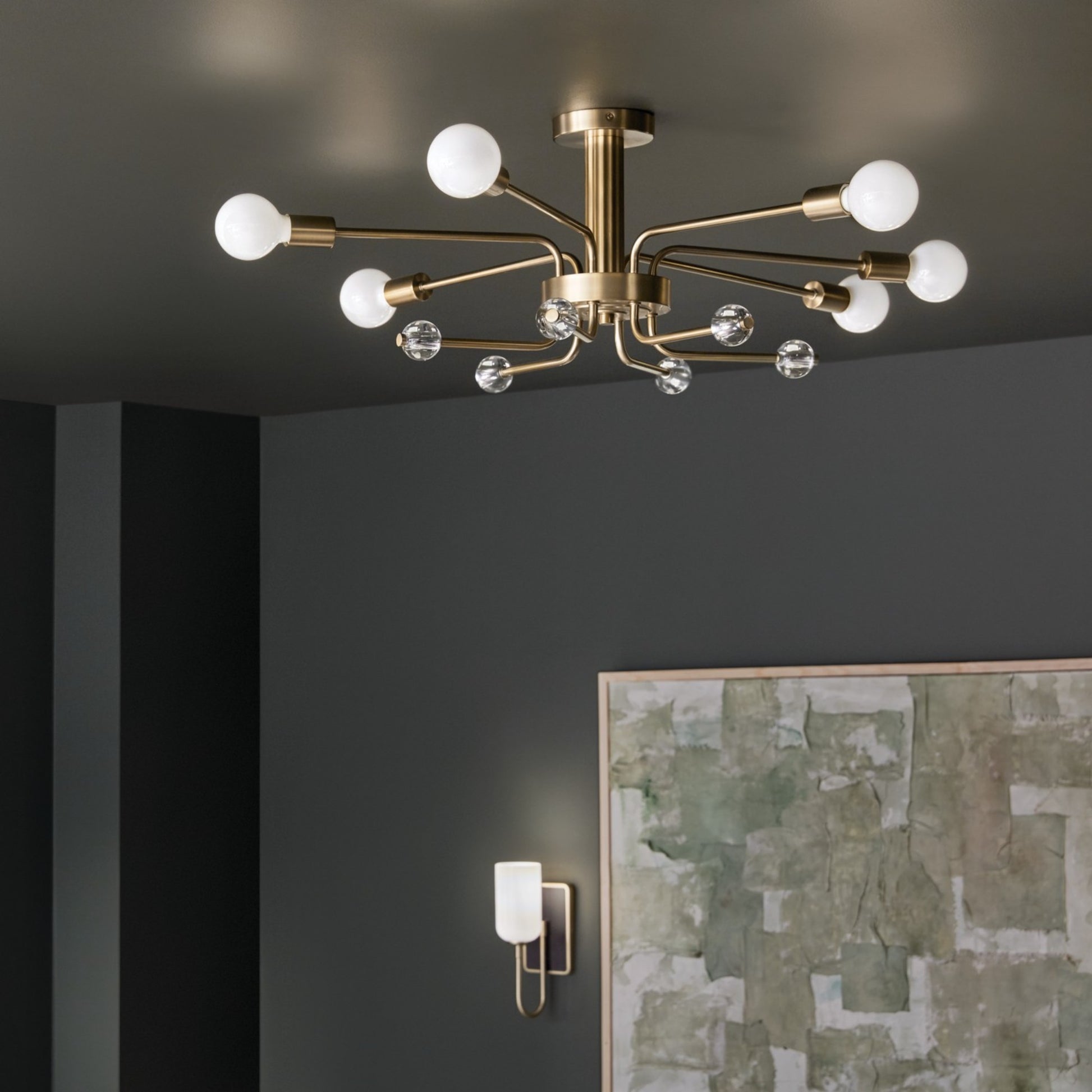 Ocala 41" 6-Light Semi-Flush Mount, Champagne Bronze Finish - Bees Lighting