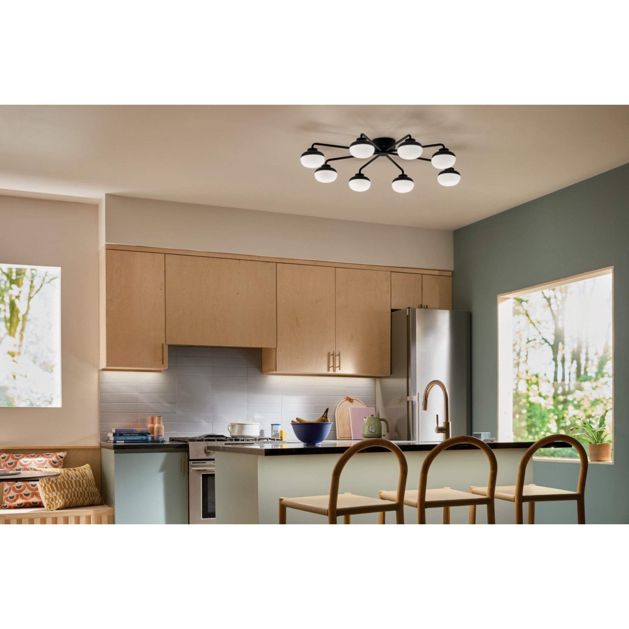 Remy 41" LED Semi-Flush Mount, Black Finish - Bees Lighting
