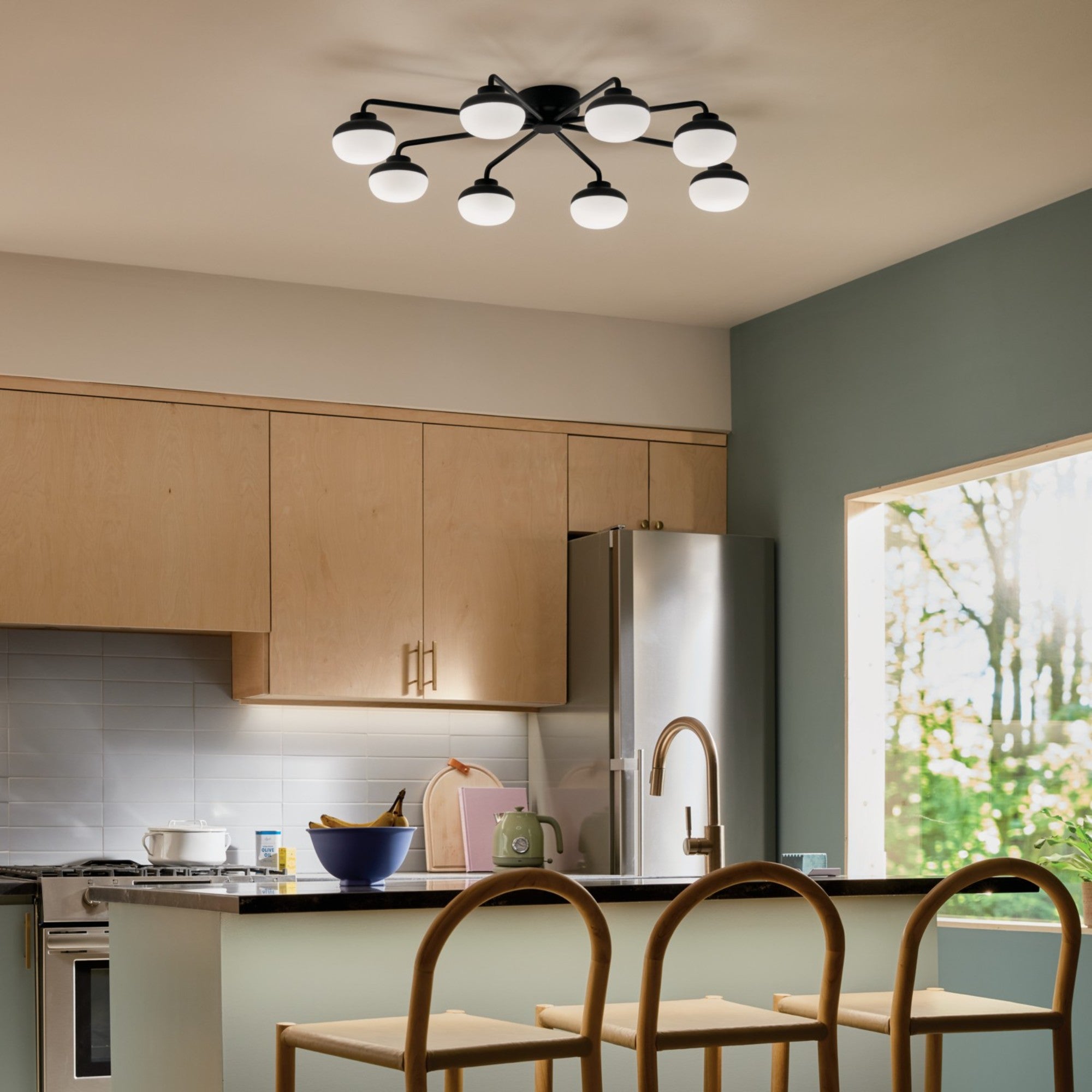 Remy 41" LED Semi-Flush Mount, Black Finish - Bees Lighting