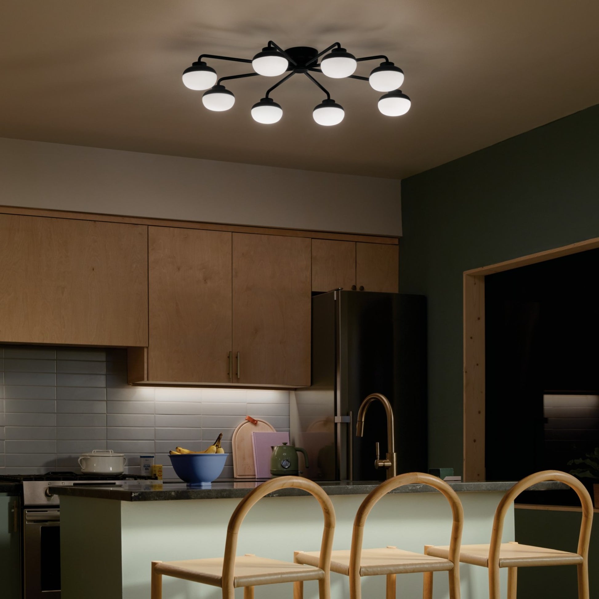 Remy 41" LED Semi-Flush Mount, Black Finish - Bees Lighting