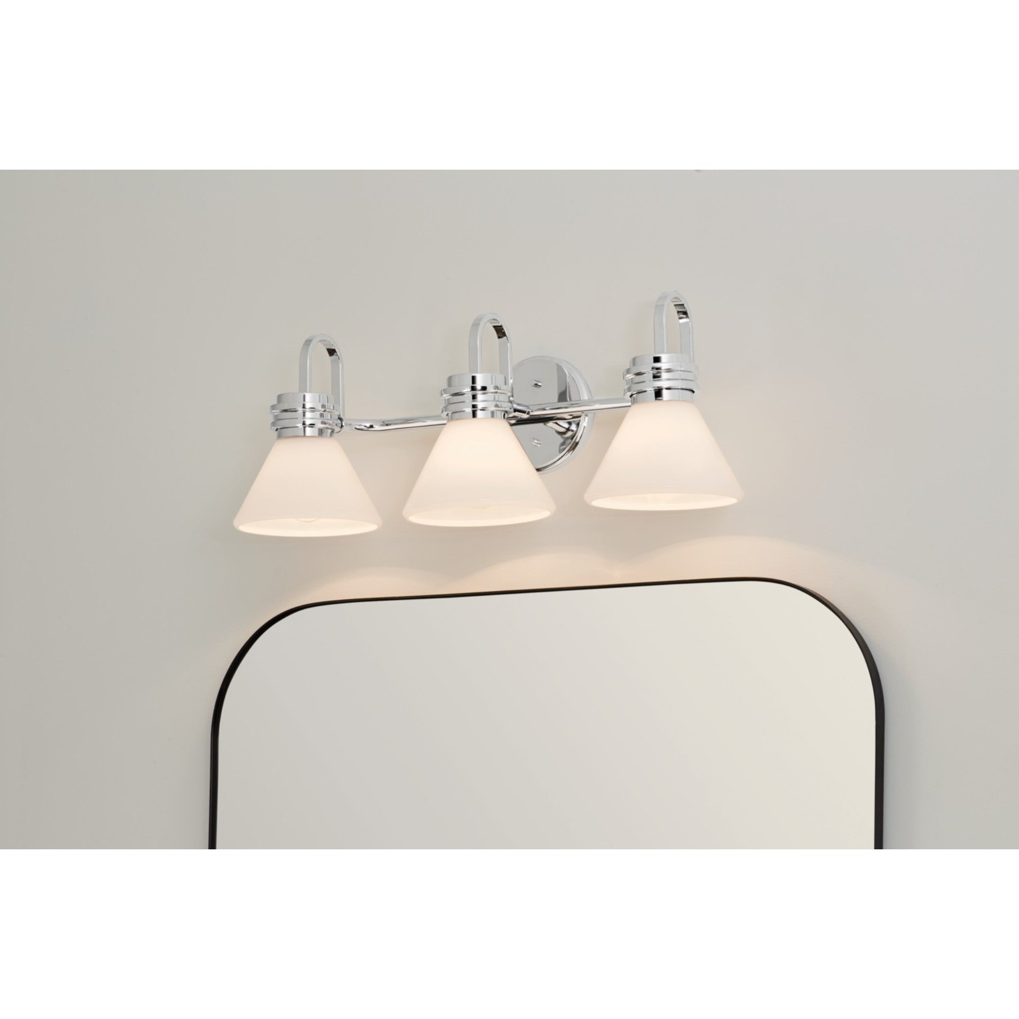 Farum 26" 3-Light Bath Vanity Light, Chrome Finish, Etched Glass - Bees Lighting