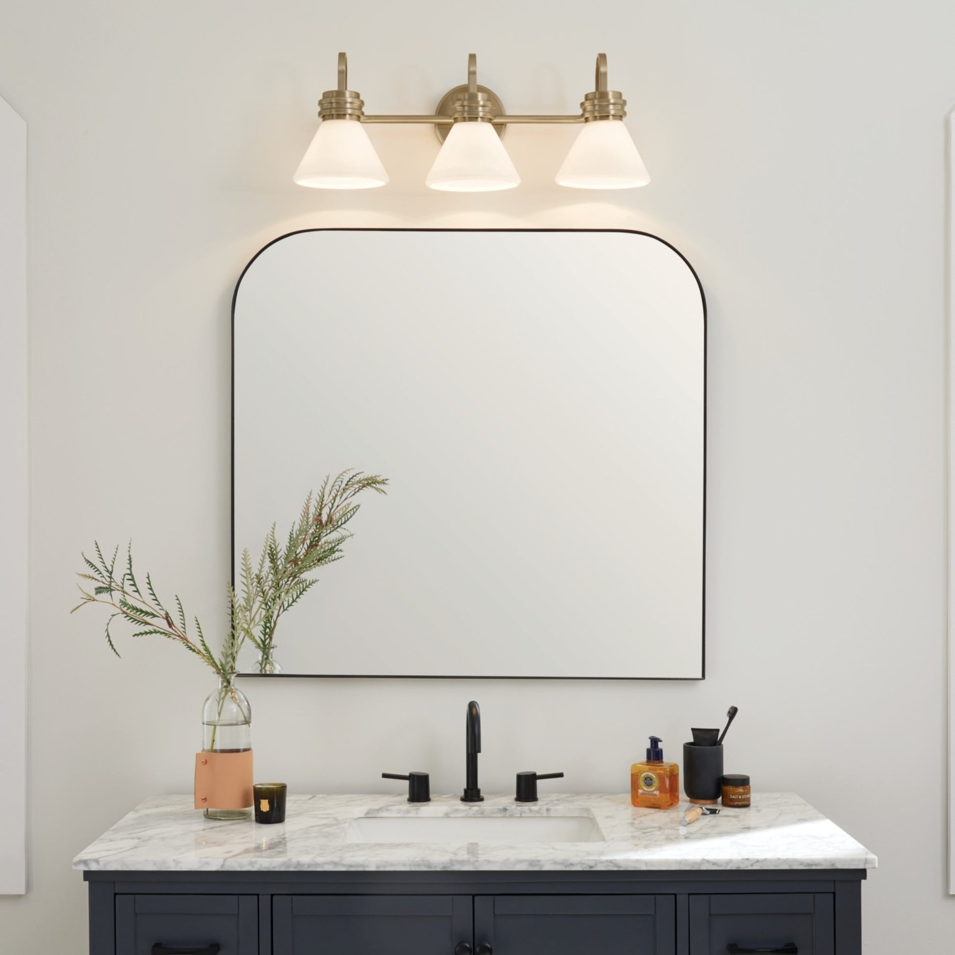 Farum 26" 3-Light Bath Vanity Light, Champagne Bronze Finish, Etched Glass - Bees Lighting