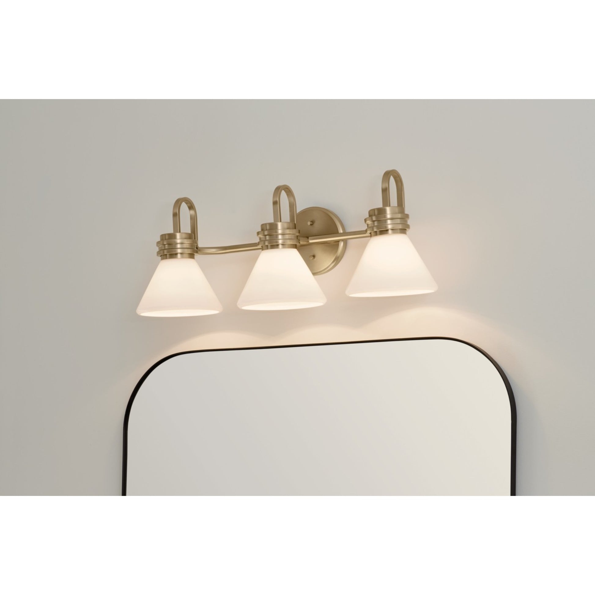 Farum 26" 3-Light Bath Vanity Light, Champagne Bronze Finish, Etched Glass - Bees Lighting
