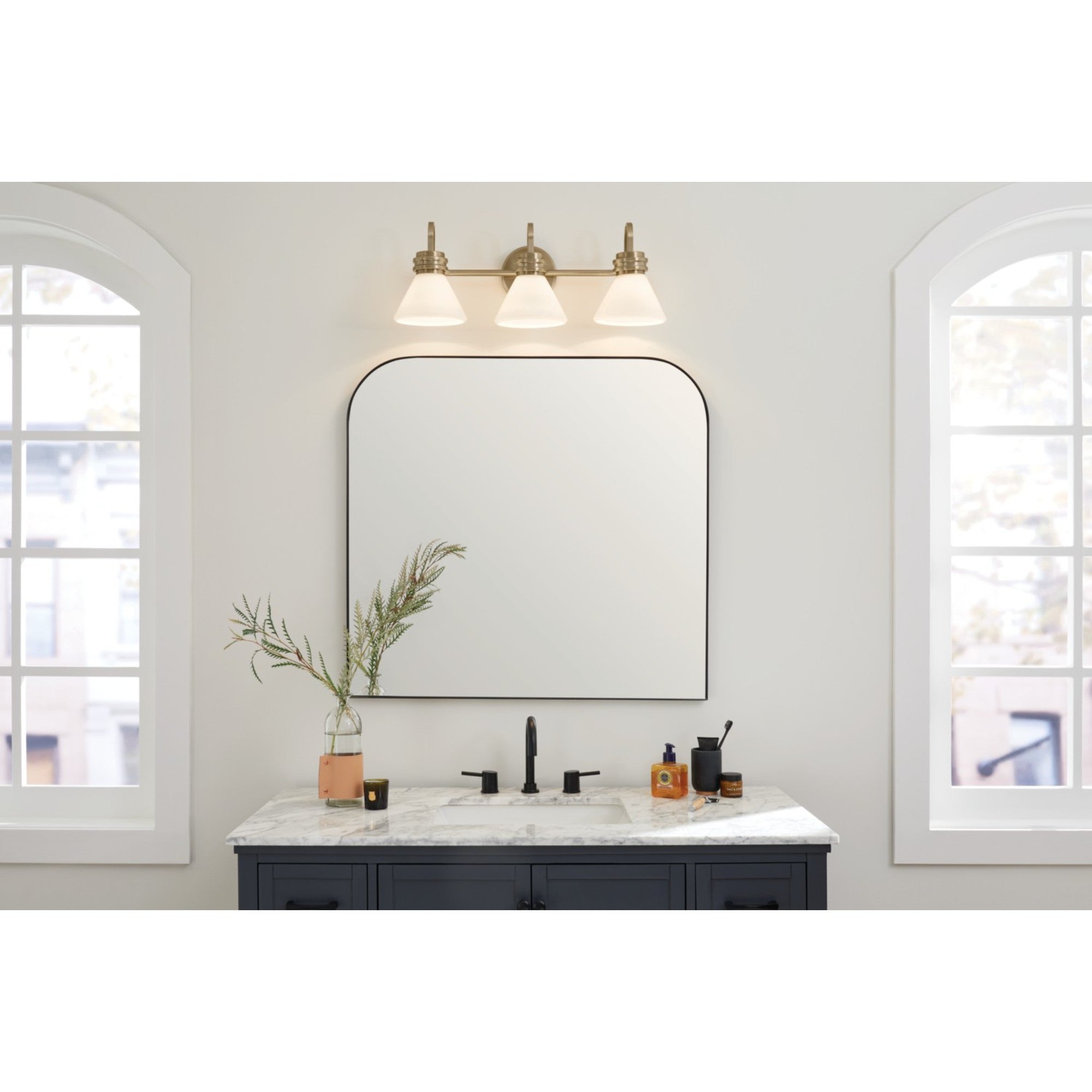 Farum 26" 3-Light Bath Vanity Light, Champagne Bronze Finish, Etched Glass - Bees Lighting