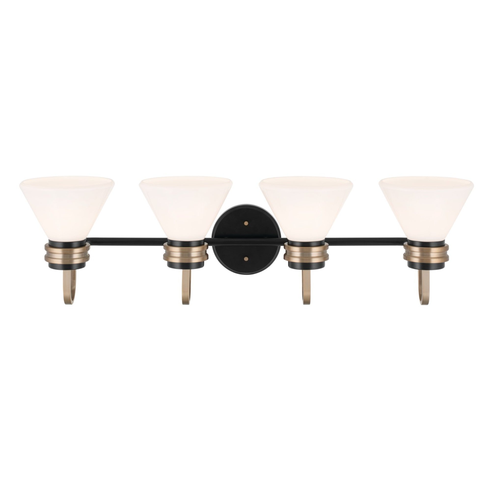 Farum 34" 4-Light Bath Vanity Light, Black Finish, Etched Glass - Bees Lighting