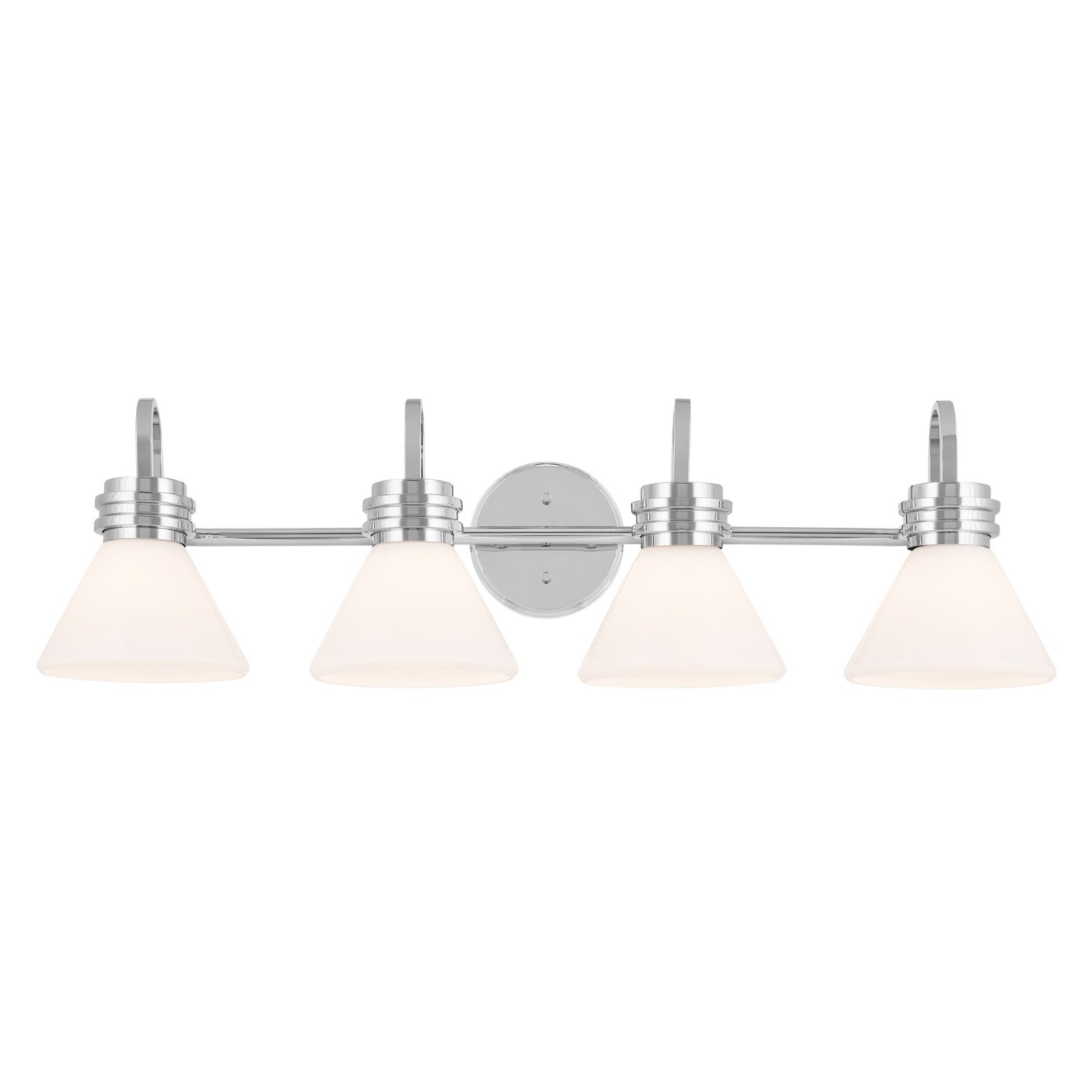 Farum 34" 4-Light Bath Vanity Light, Chrome Finish, Etched Glass - Bees Lighting