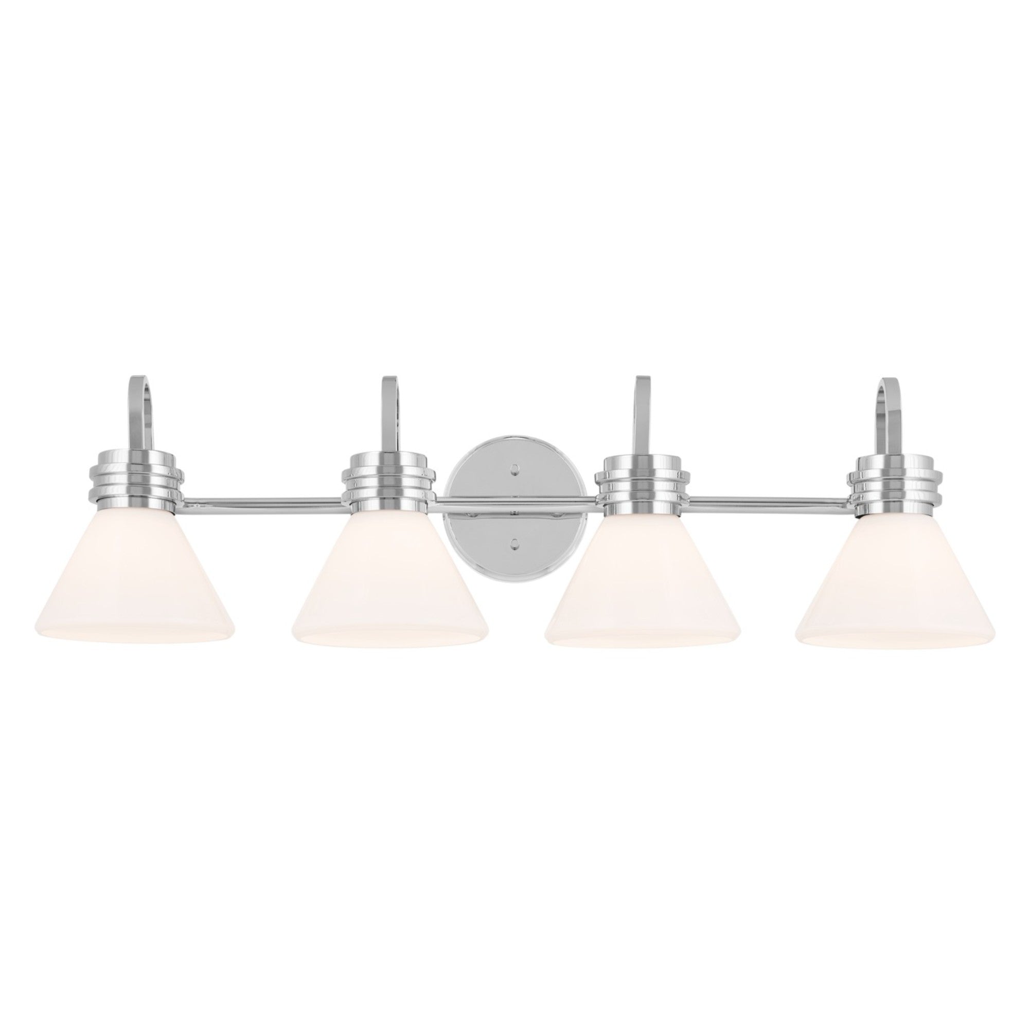 Farum 34" 4-Light Bath Vanity Light, Chrome Finish, Etched Glass - Bees Lighting