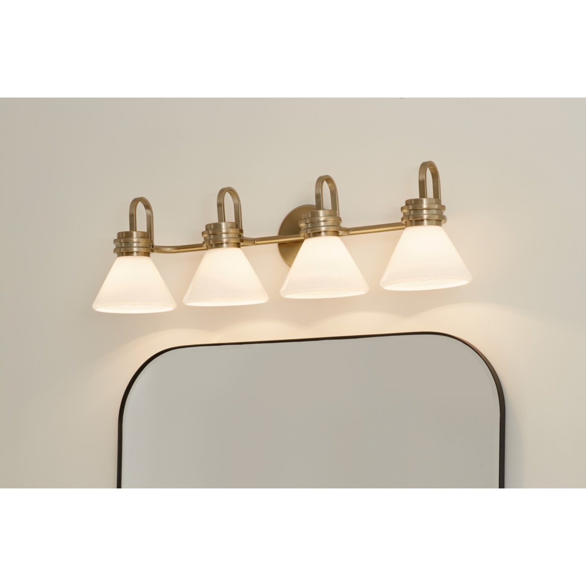 Farum 34" 4-Light Bath Vanity Light, Champagne Bronze Finish, Etched Glass - Bees Lighting