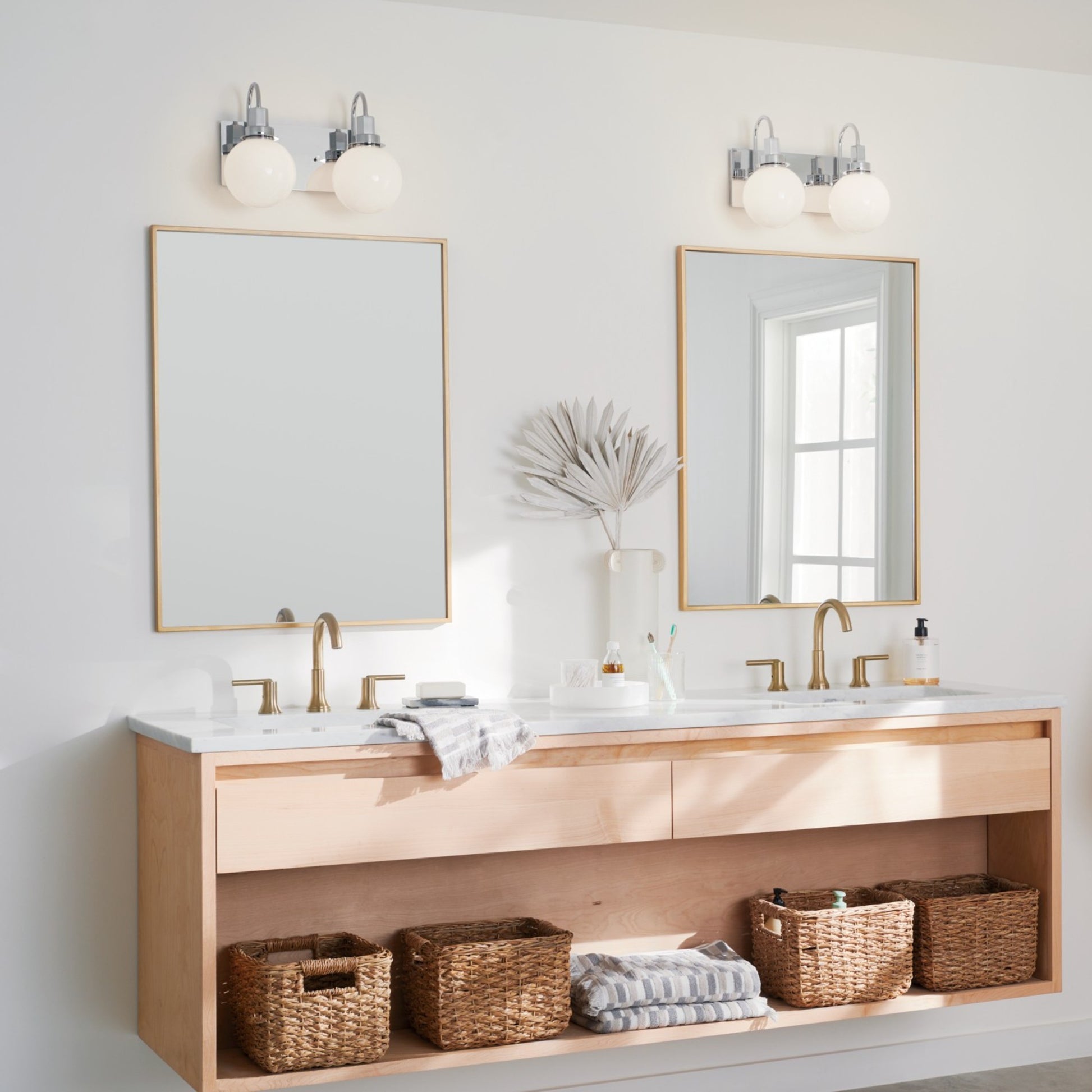 Hex 14" 2-Light Bath Vanity Light, Chrome Finish - Bees Lighting