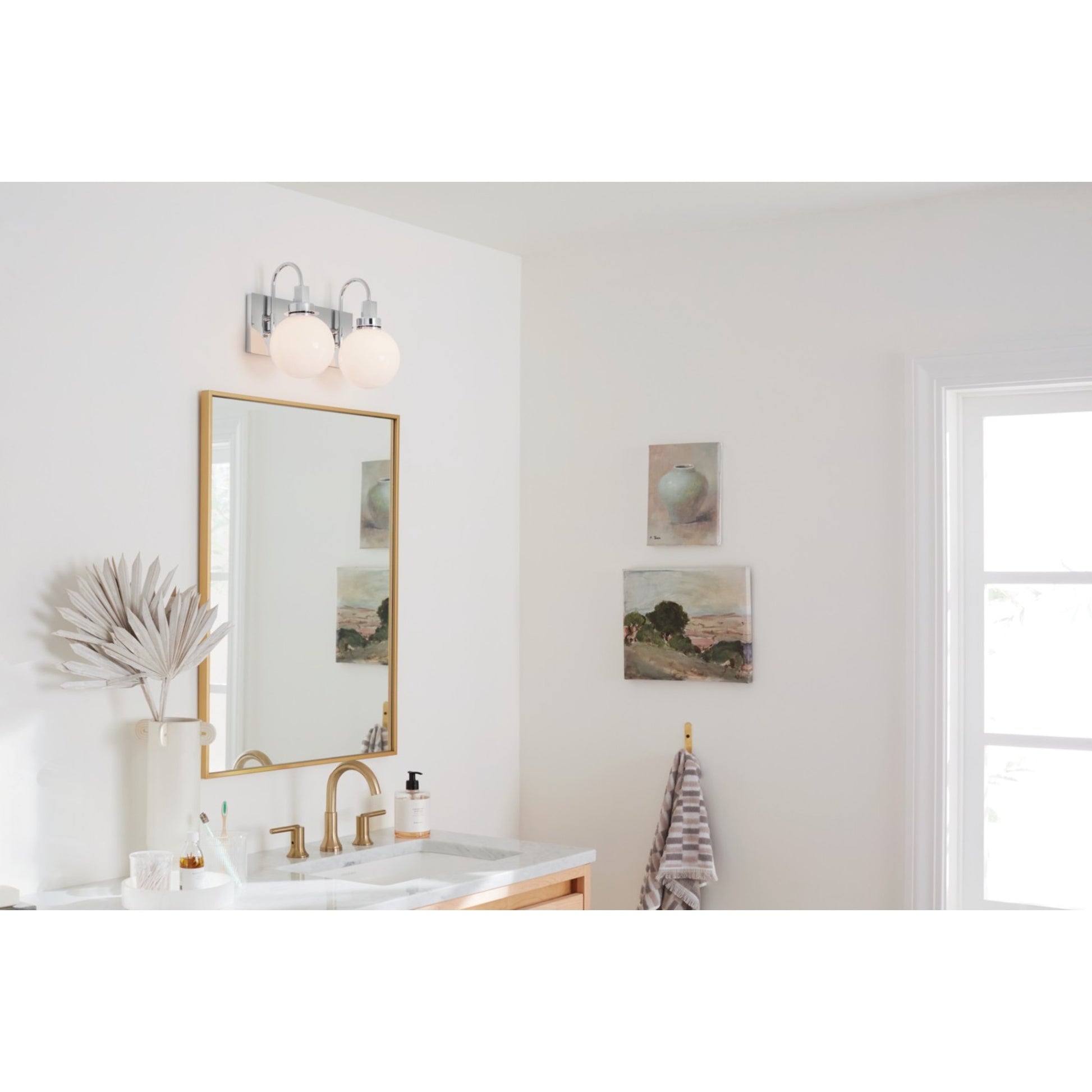 Hex 14" 2-Light Bath Vanity Light, Chrome Finish - Bees Lighting