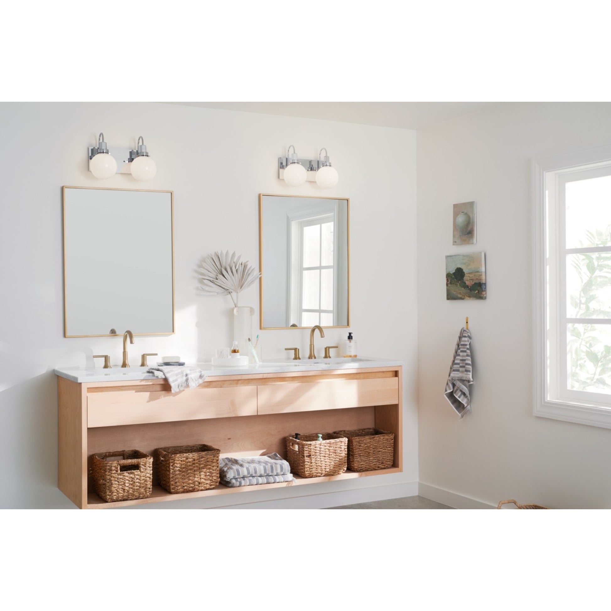 Hex 14" 2-Light Bath Vanity Light, Chrome Finish - Bees Lighting