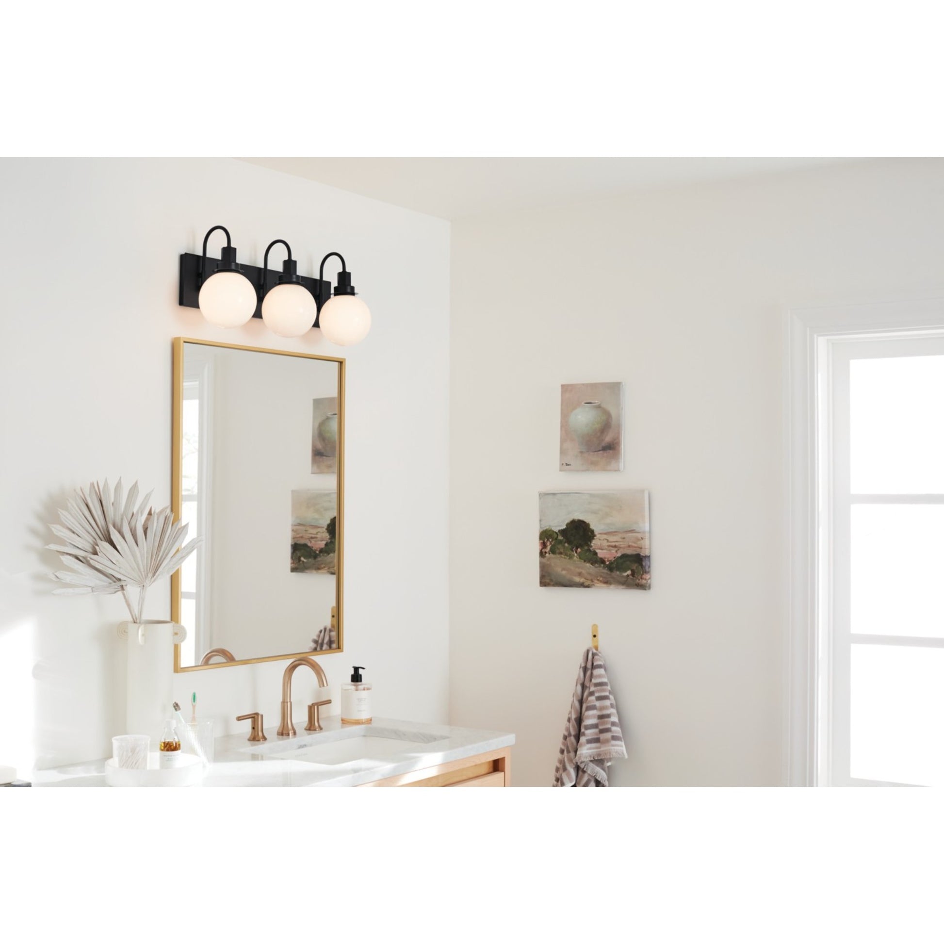 Hex 23" 3-Light Bath Vanity Light, Black Finish - Bees Lighting