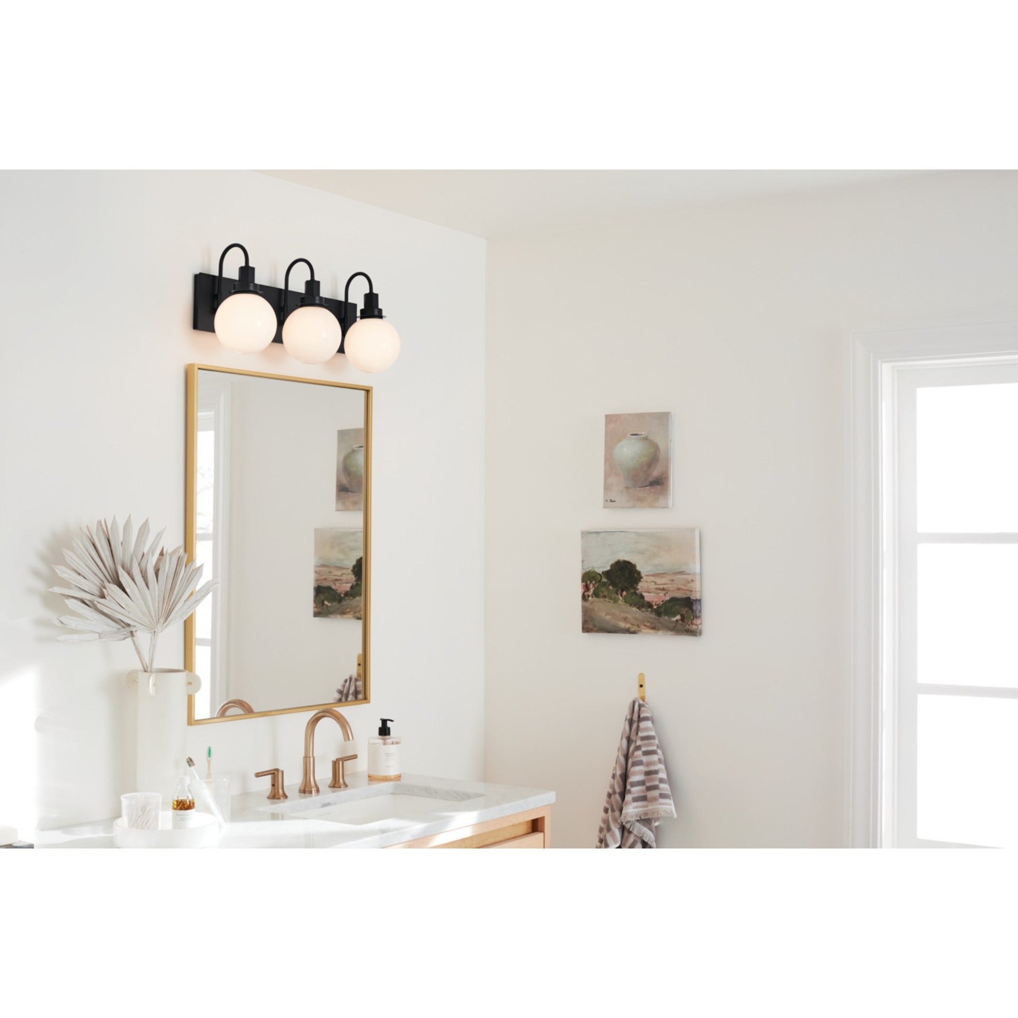Hex 23" 3-Light Bath Vanity Light, Black Finish - Bees Lighting