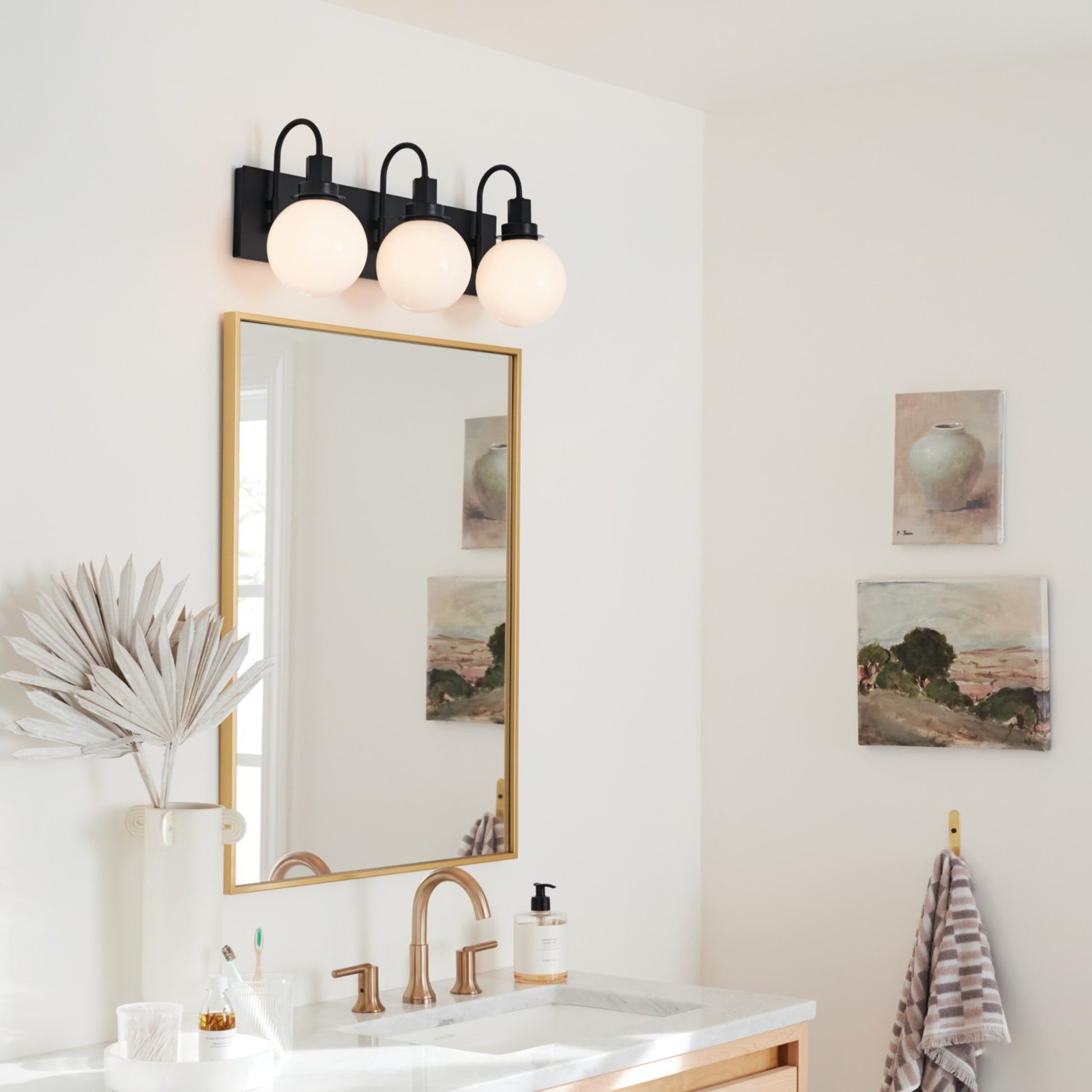 Hex 23" 3-Light Bath Vanity Light, Black Finish - Bees Lighting