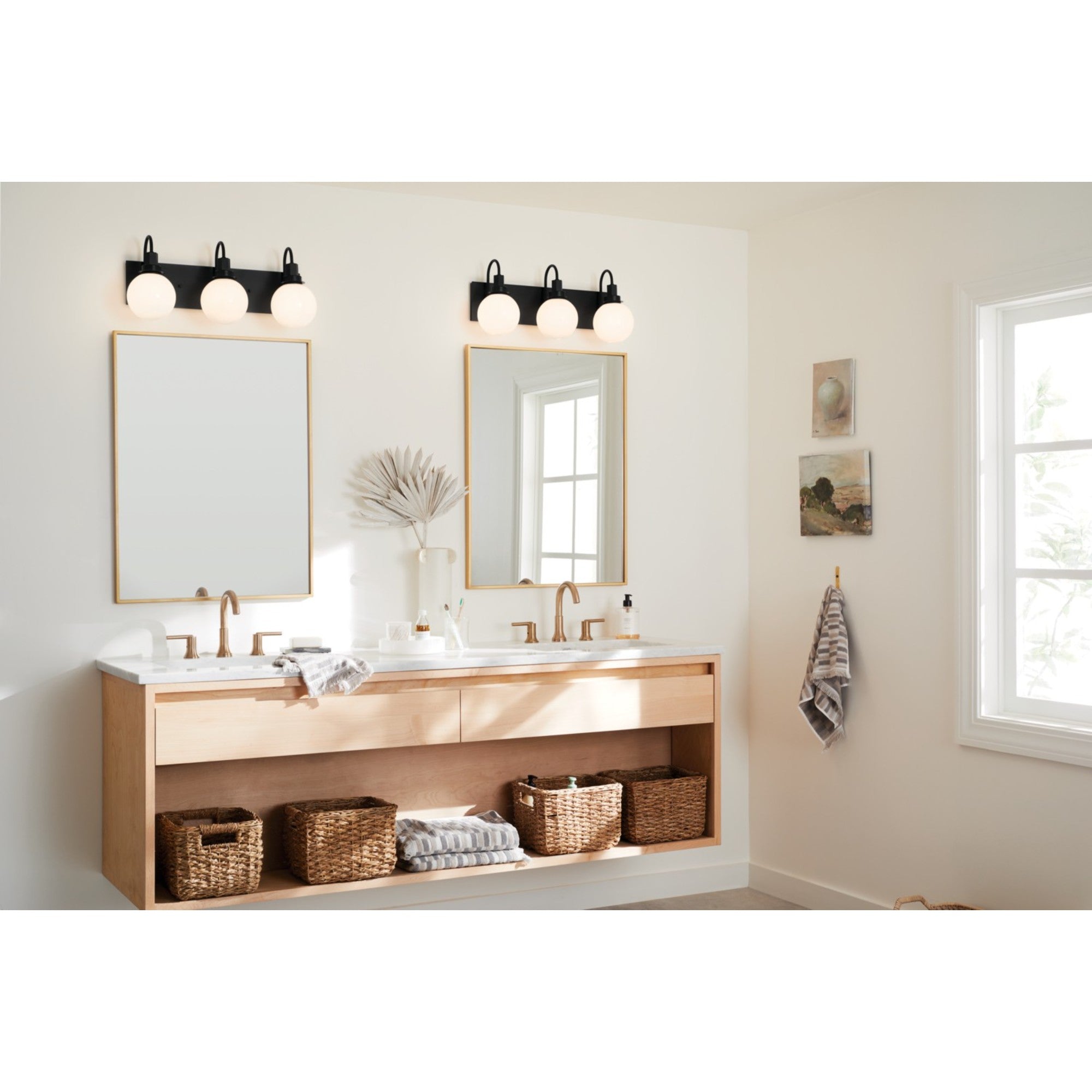 Hex 23" 3-Light Bath Vanity Light, Black Finish - Bees Lighting