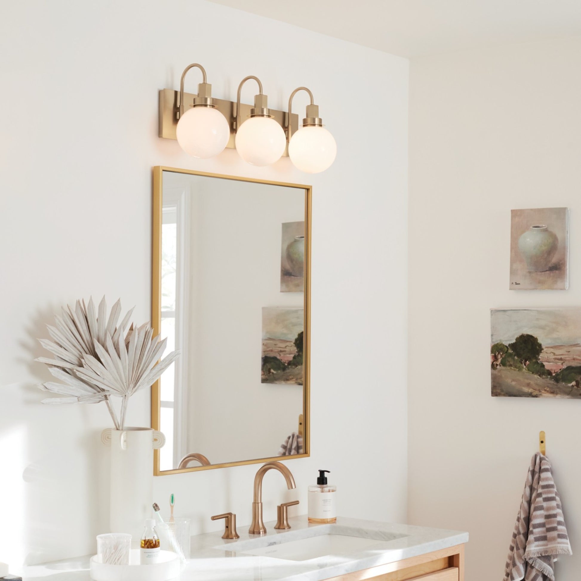 Hex 23" 3-Light Bath Vanity Light, Champagne Bronze Finish - Bees Lighting
