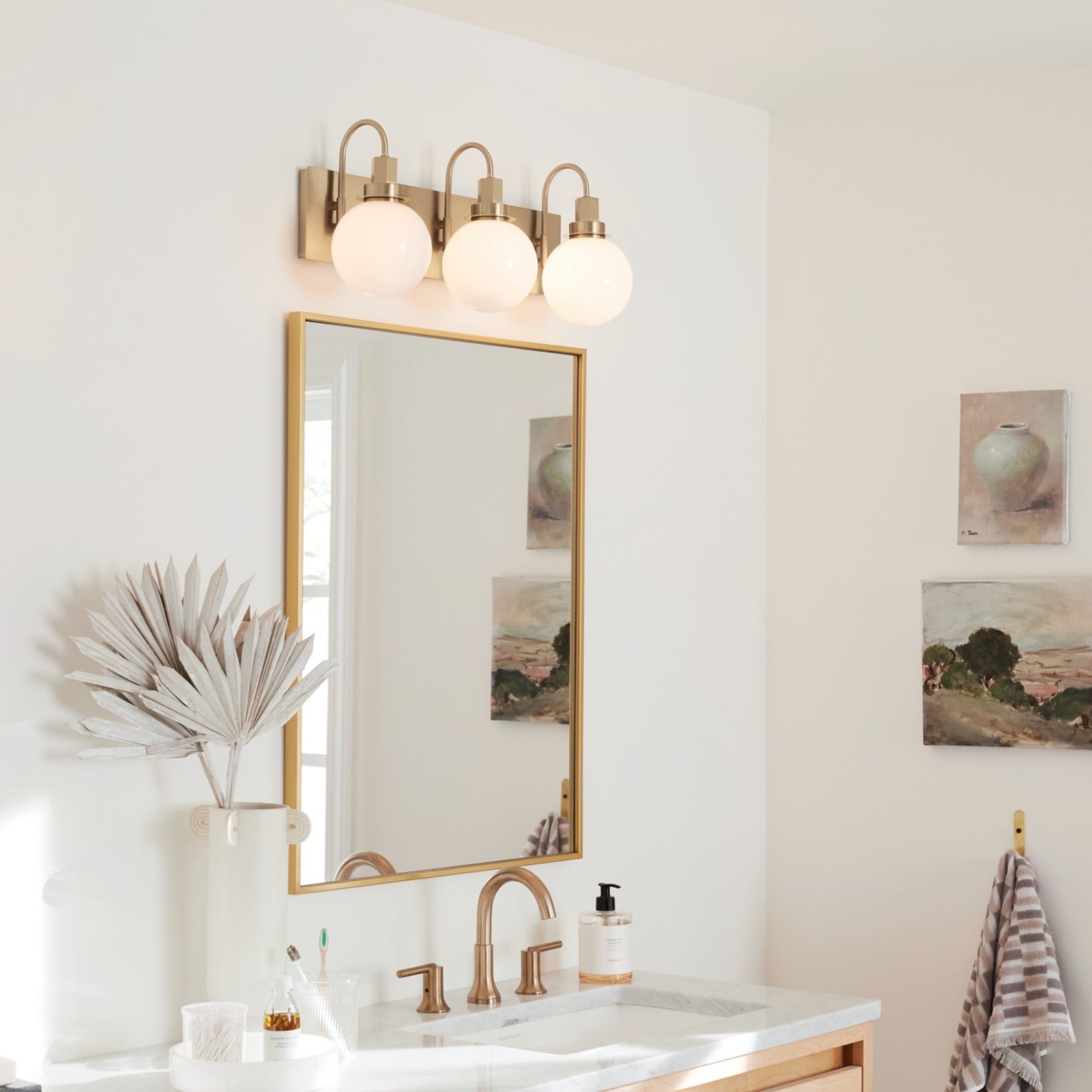 Hex 23" 3-Light Bath Vanity Light, Champagne Bronze Finish - Bees Lighting