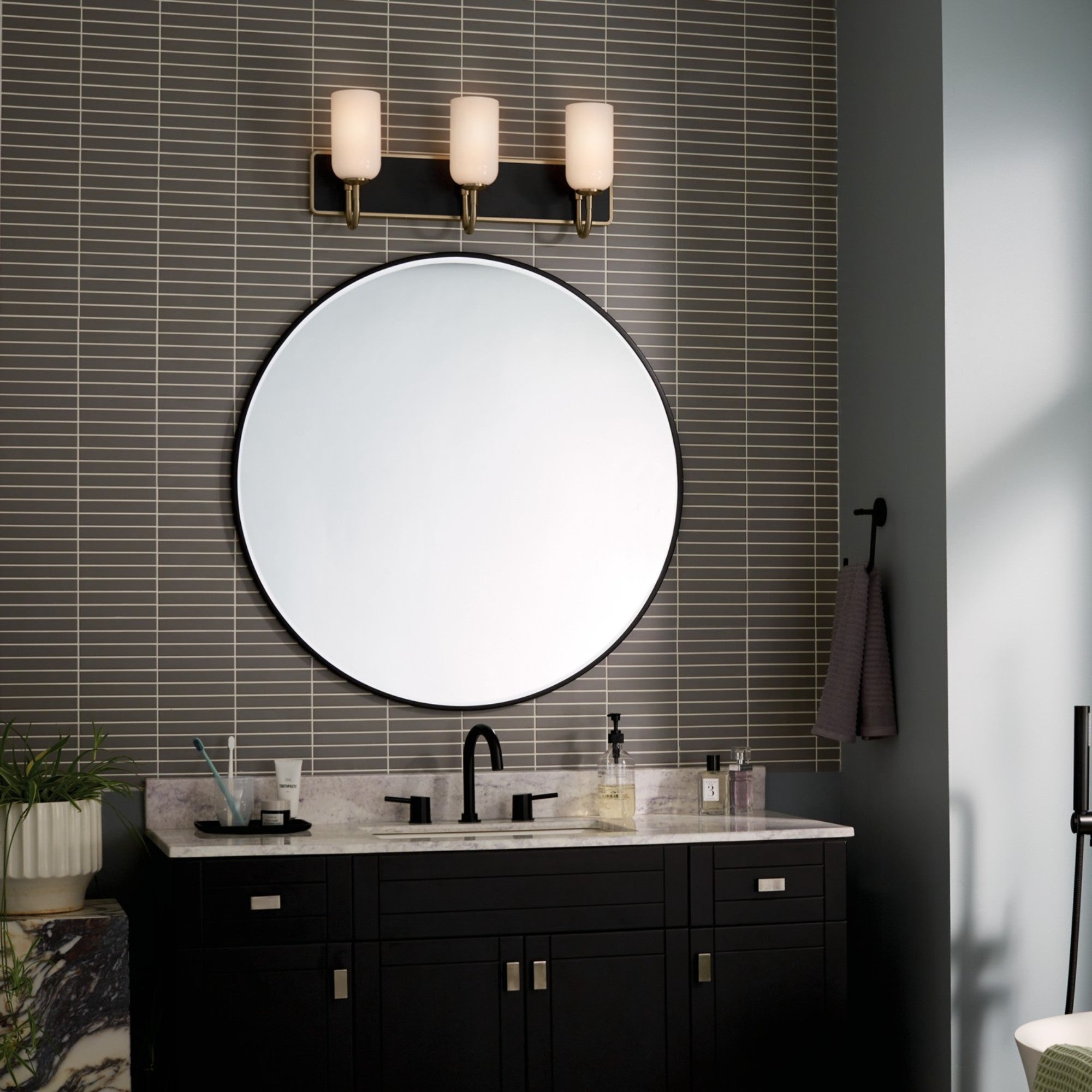 Solia 24" 3-Light Bath Vanity Light, Champagne Bronze Finish - Bees Lighting