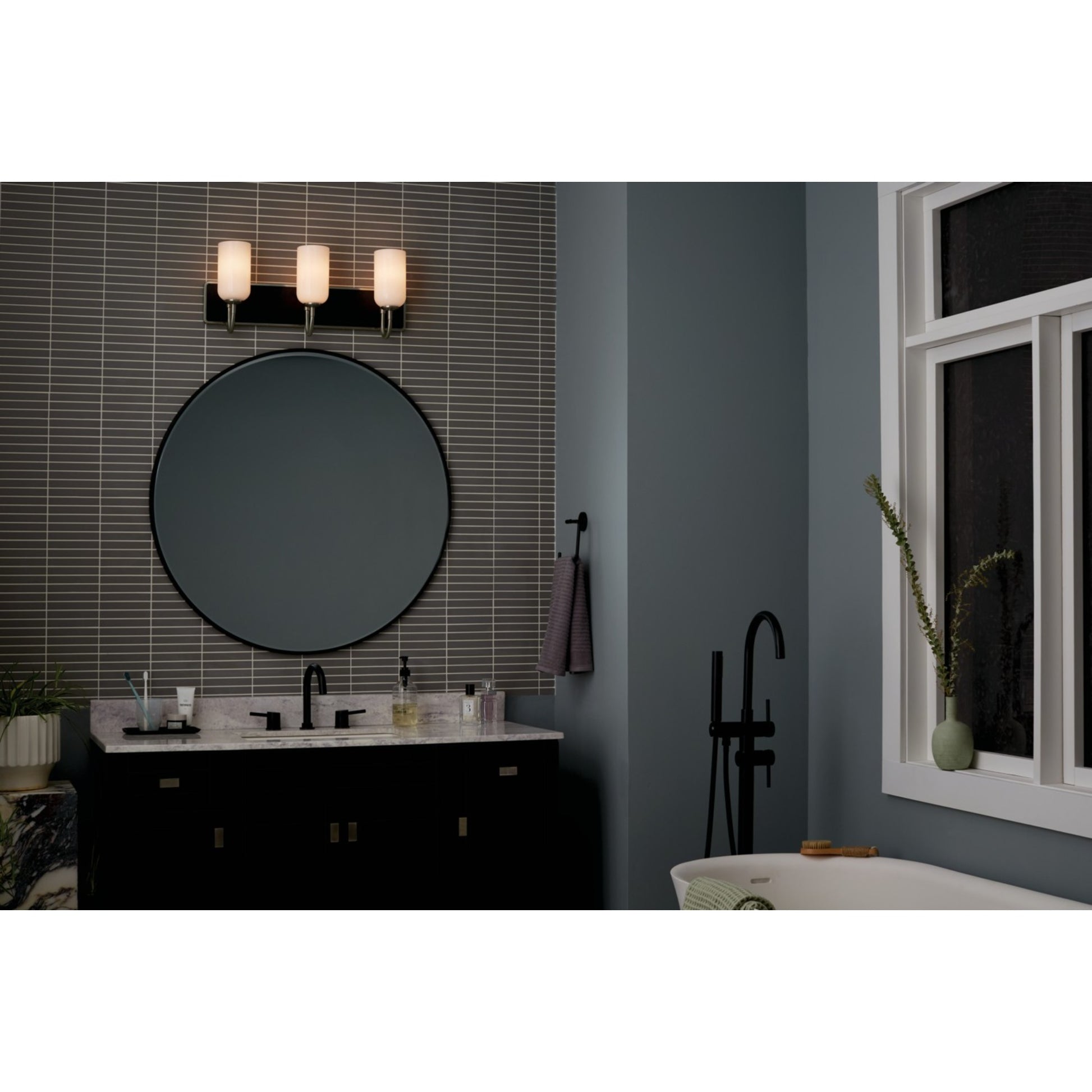 Solia 24" 3-Light Bath Vanity Light, Brushed Nickel Finish - Bees Lighting