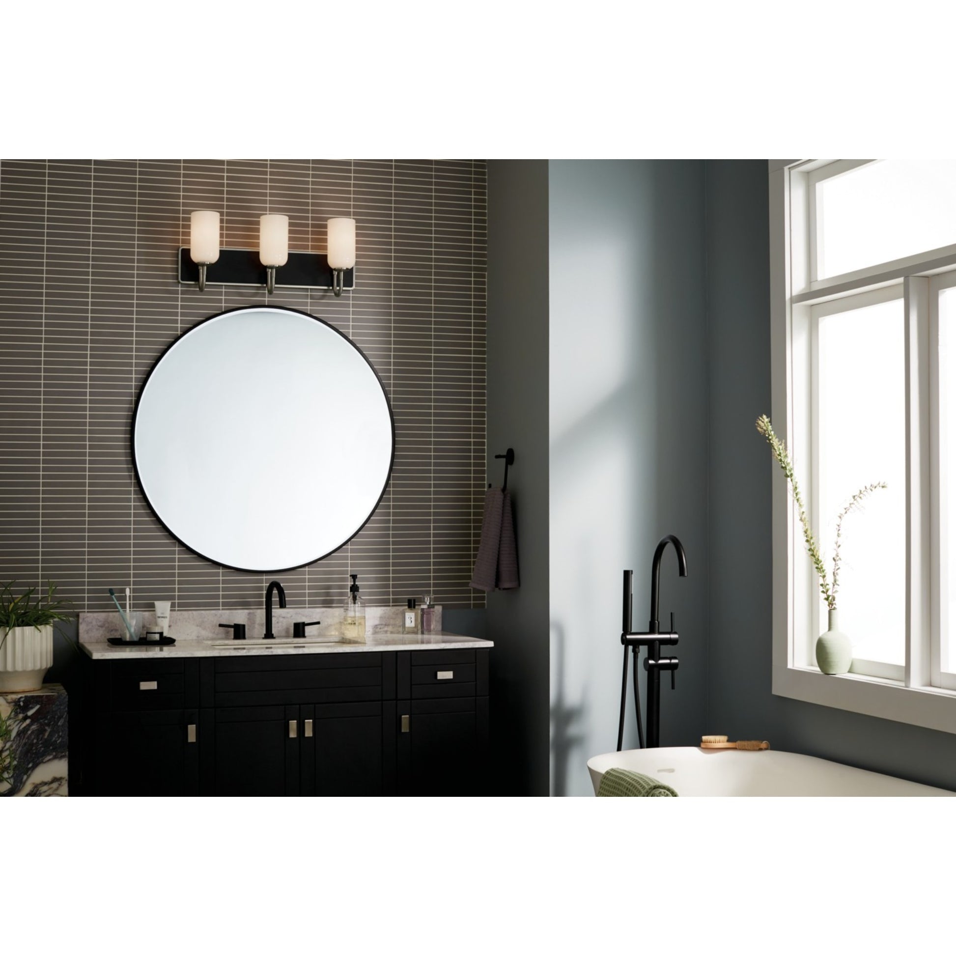 Solia 24" 3-Light Bath Vanity Light, Brushed Nickel Finish - Bees Lighting