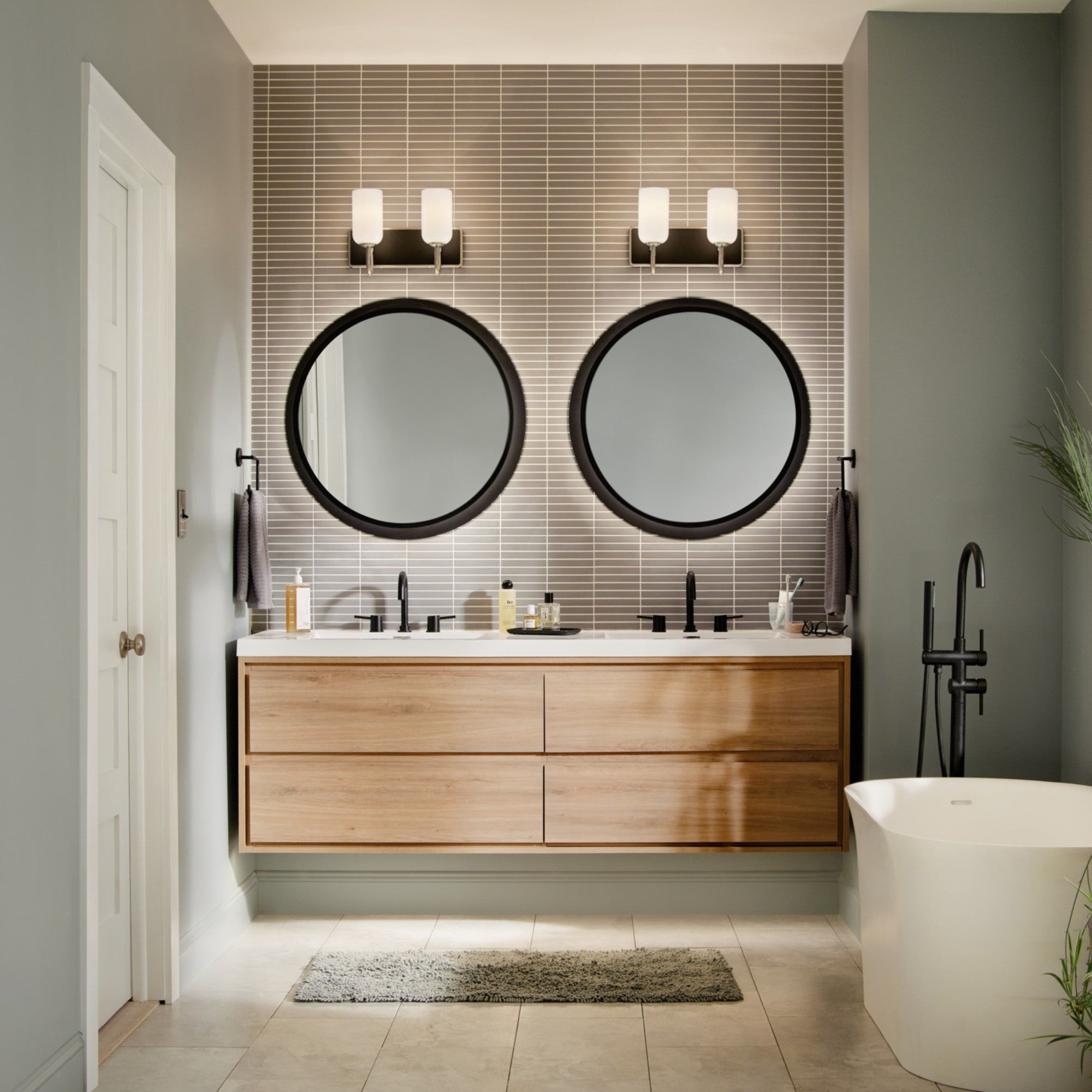 Solia 14" 2-Light Bath Vanity Light, Brushed Nickel Finish - Bees Lighting