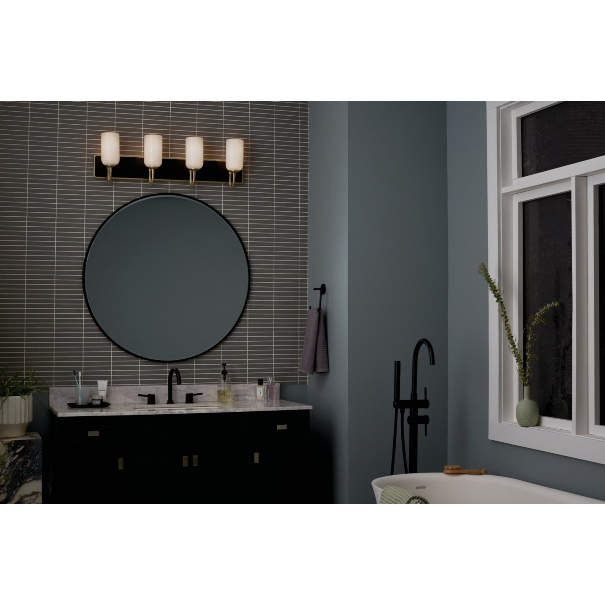 Solia 32" 4-Light Bath Vanity Light, Champagne Bronze Finish - Bees Lighting