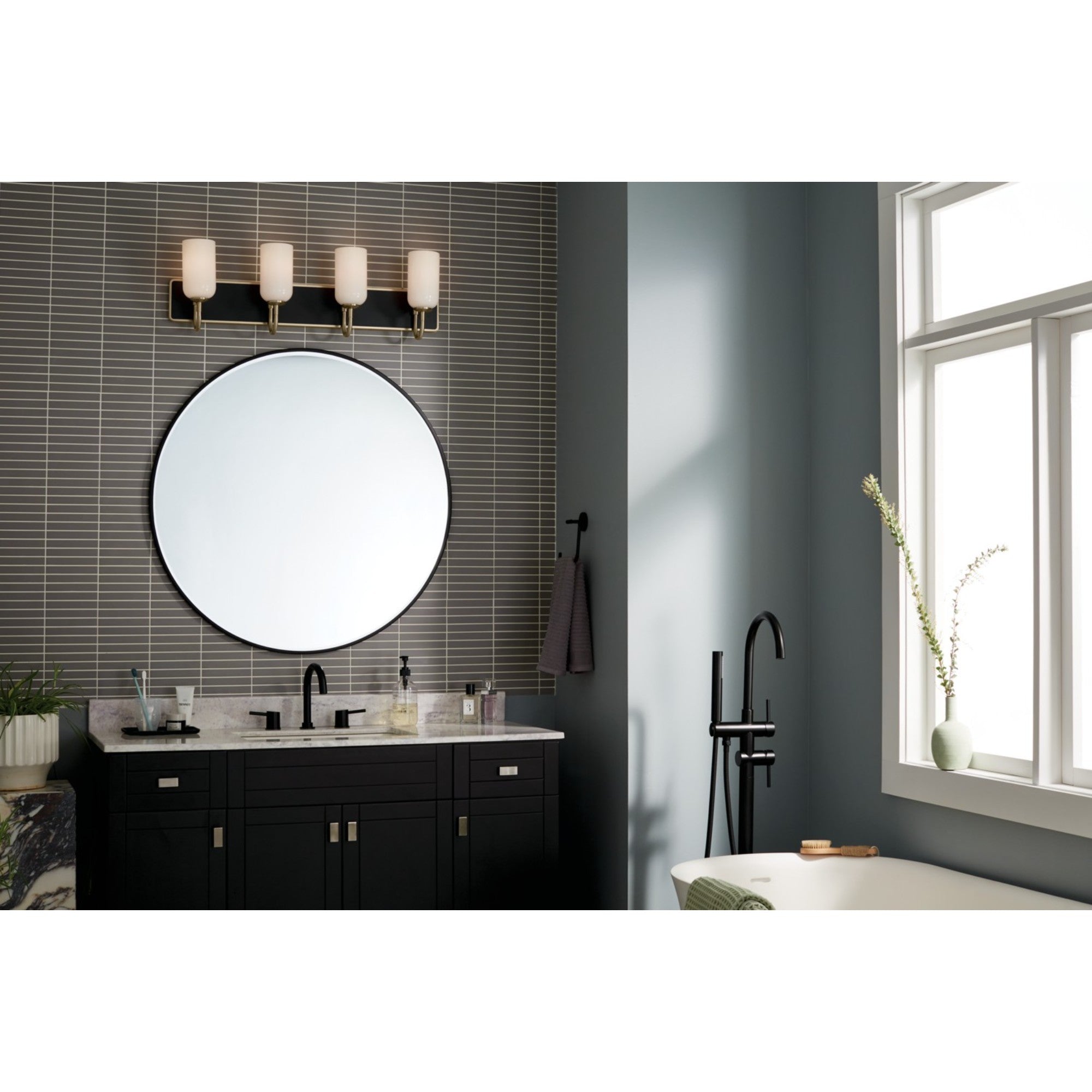 Solia 32" 4-Light Bath Vanity Light, Champagne Bronze Finish - Bees Lighting