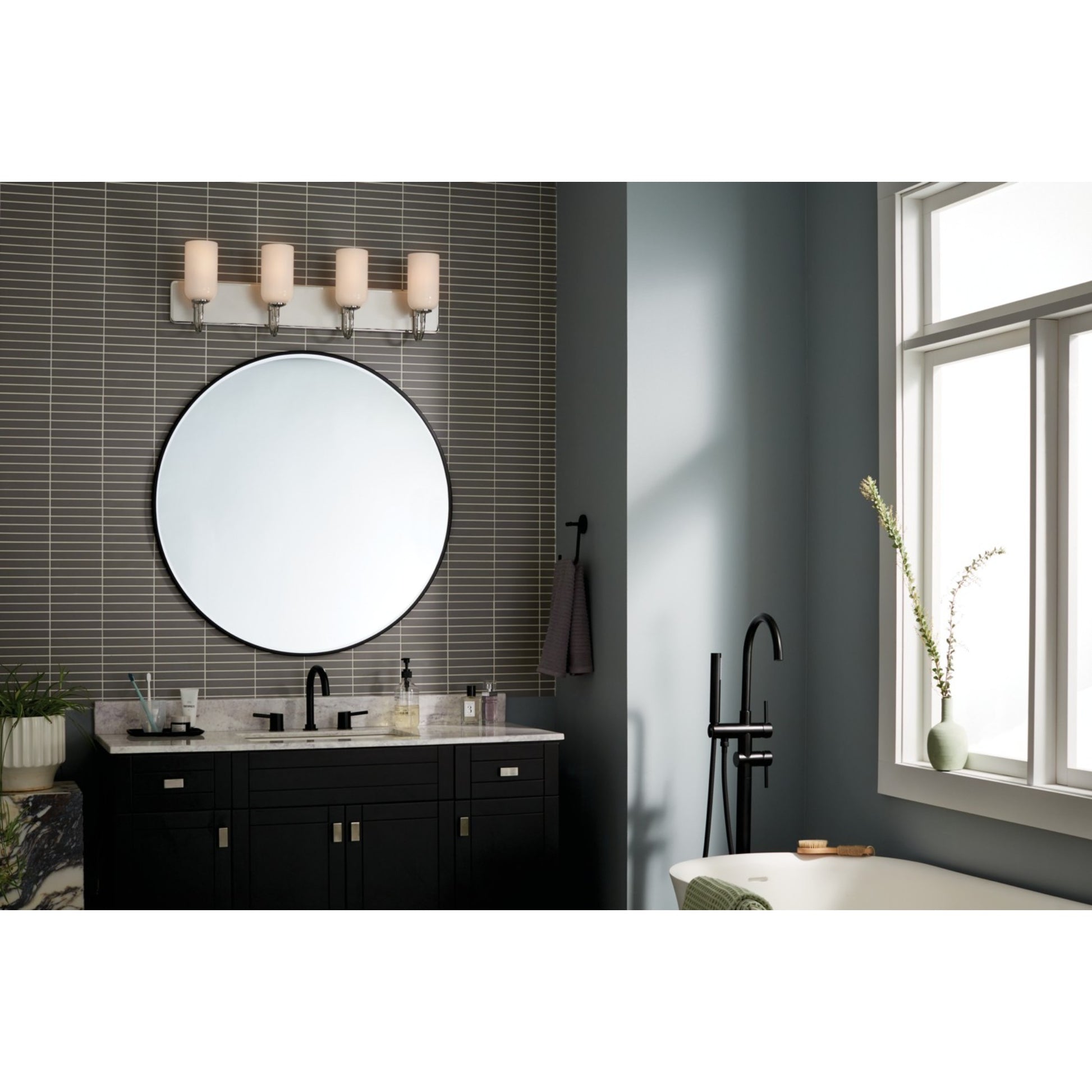 Solia 32" 4-Light Bath Vanity Light, Polished Nickel Finish - Bees Lighting
