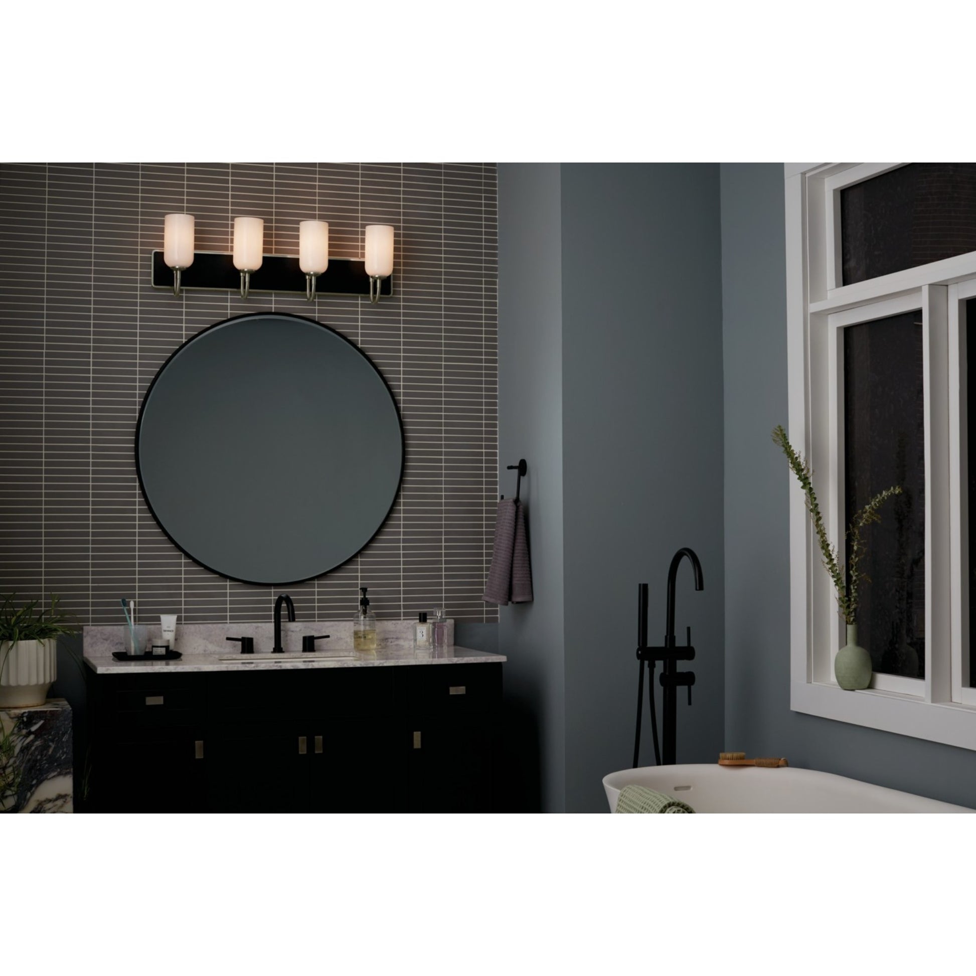 Solia 32" 4-Light Bath Vanity Light, Brushed Nickel Finish - Bees Lighting