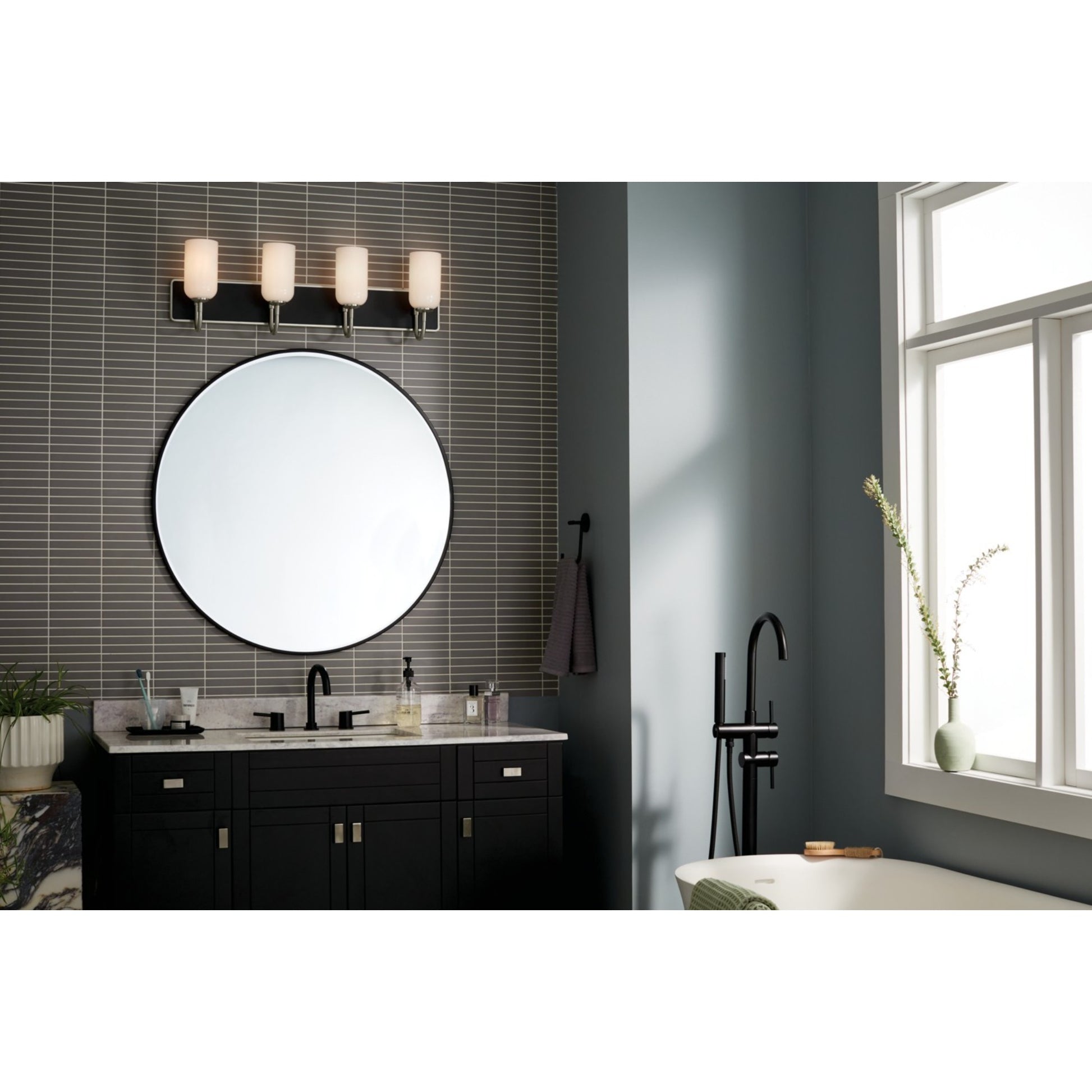 Solia 32" 4-Light Bath Vanity Light, Brushed Nickel Finish - Bees Lighting