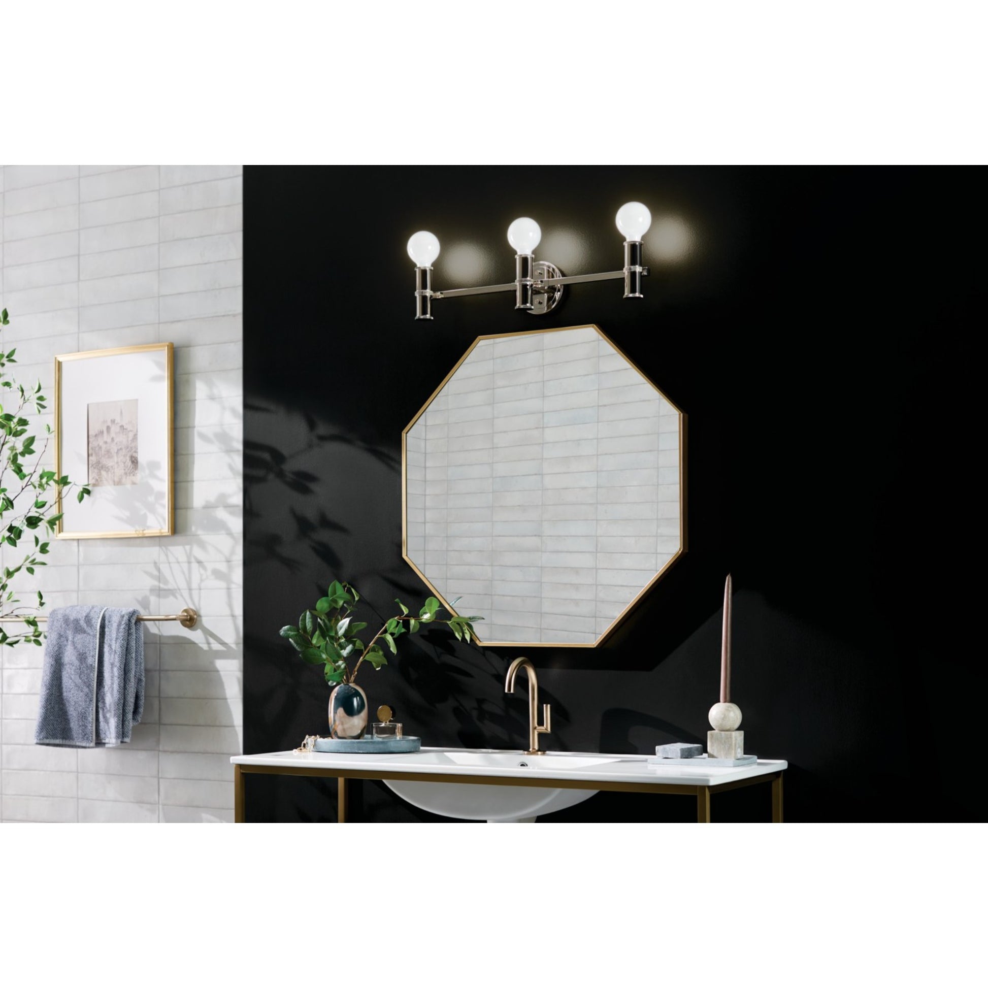 Torche 24" 3-Light Bath Vanity Light, Polished Nickel Finish - Bees Lighting