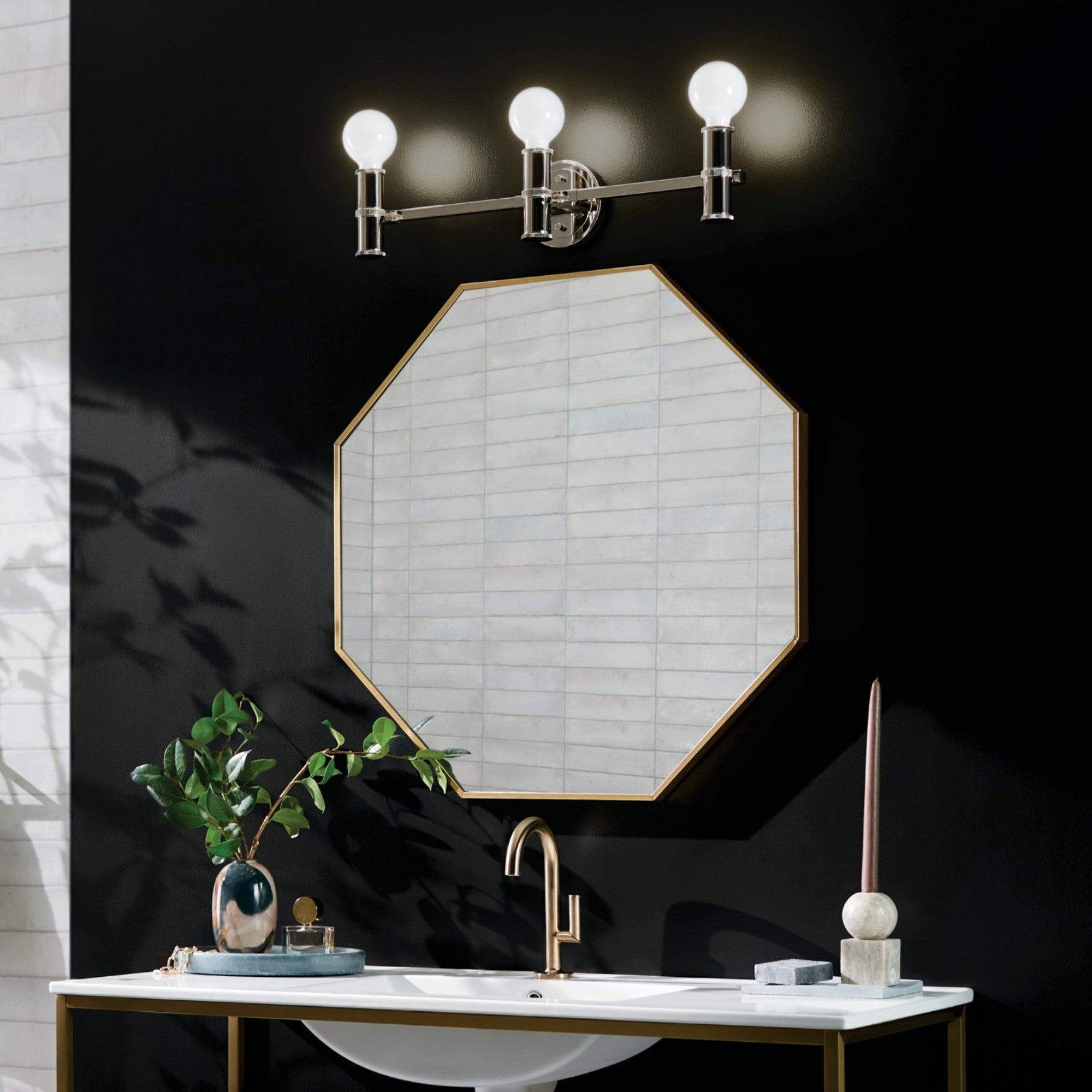 Torche 24" 3-Light Bath Vanity Light, Polished Nickel Finish - Bees Lighting