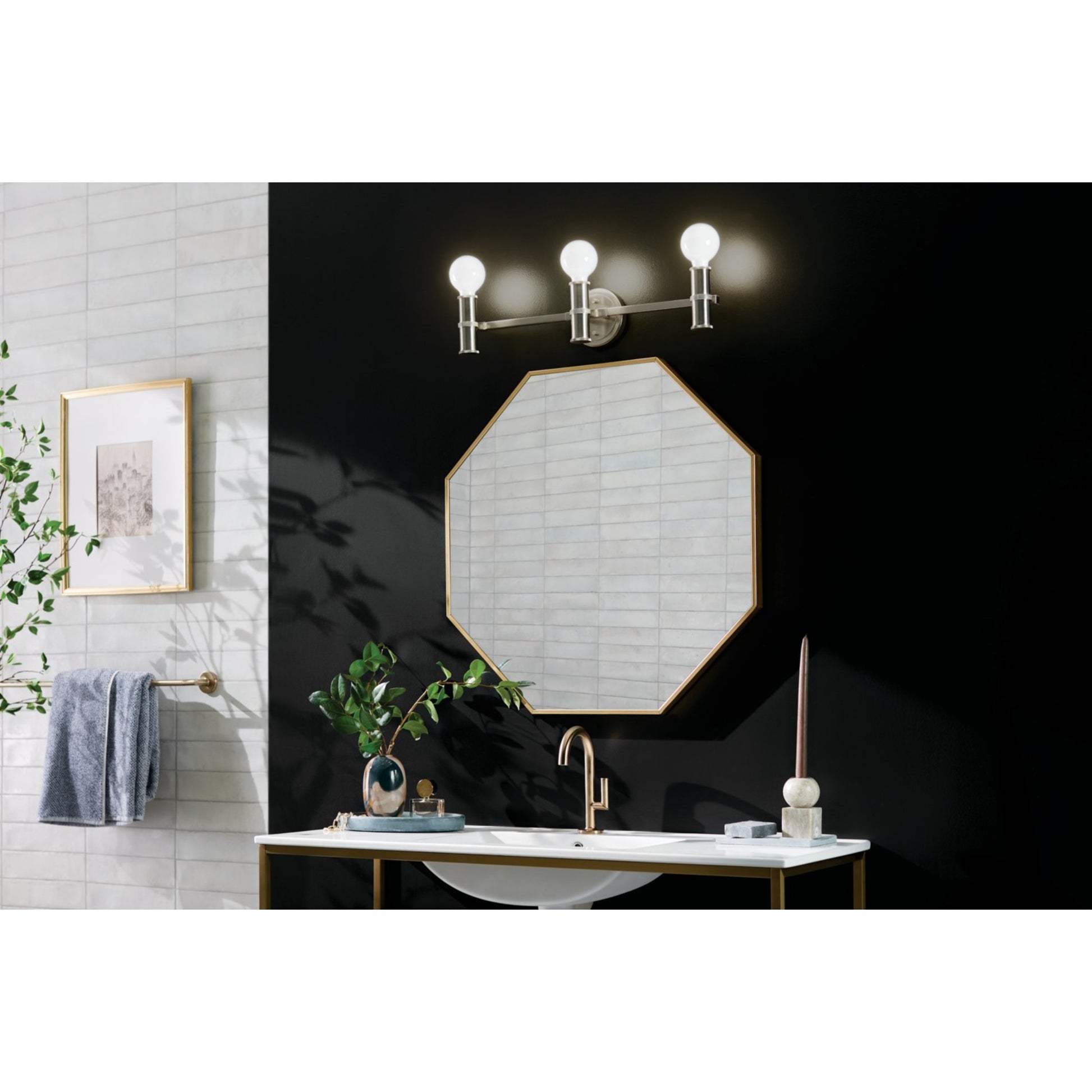Torche 24" 3-Light Bath Vanity Light, Brushed Nickel Finish - Bees Lighting