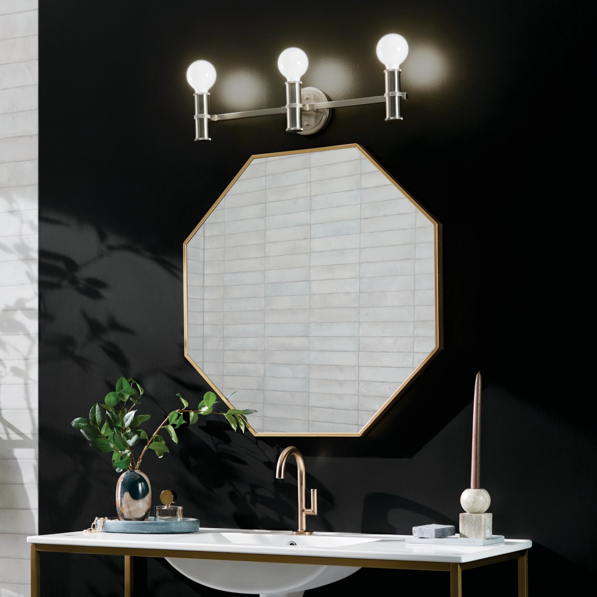 Torche 24" 3-Light Bath Vanity Light, Brushed Nickel Finish - Bees Lighting
