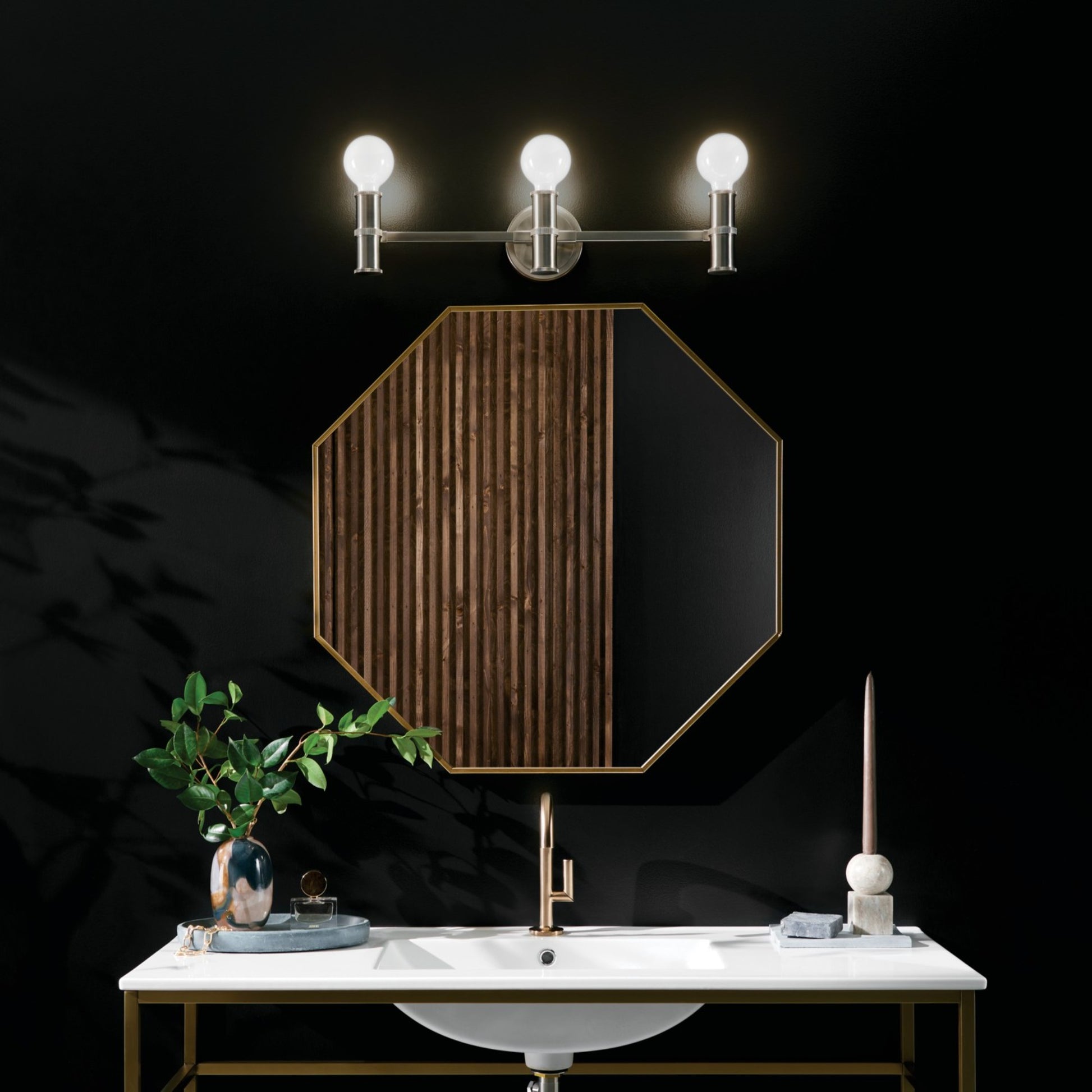 Torche 24" 3-Light Bath Vanity Light, Brushed Nickel Finish - Bees Lighting