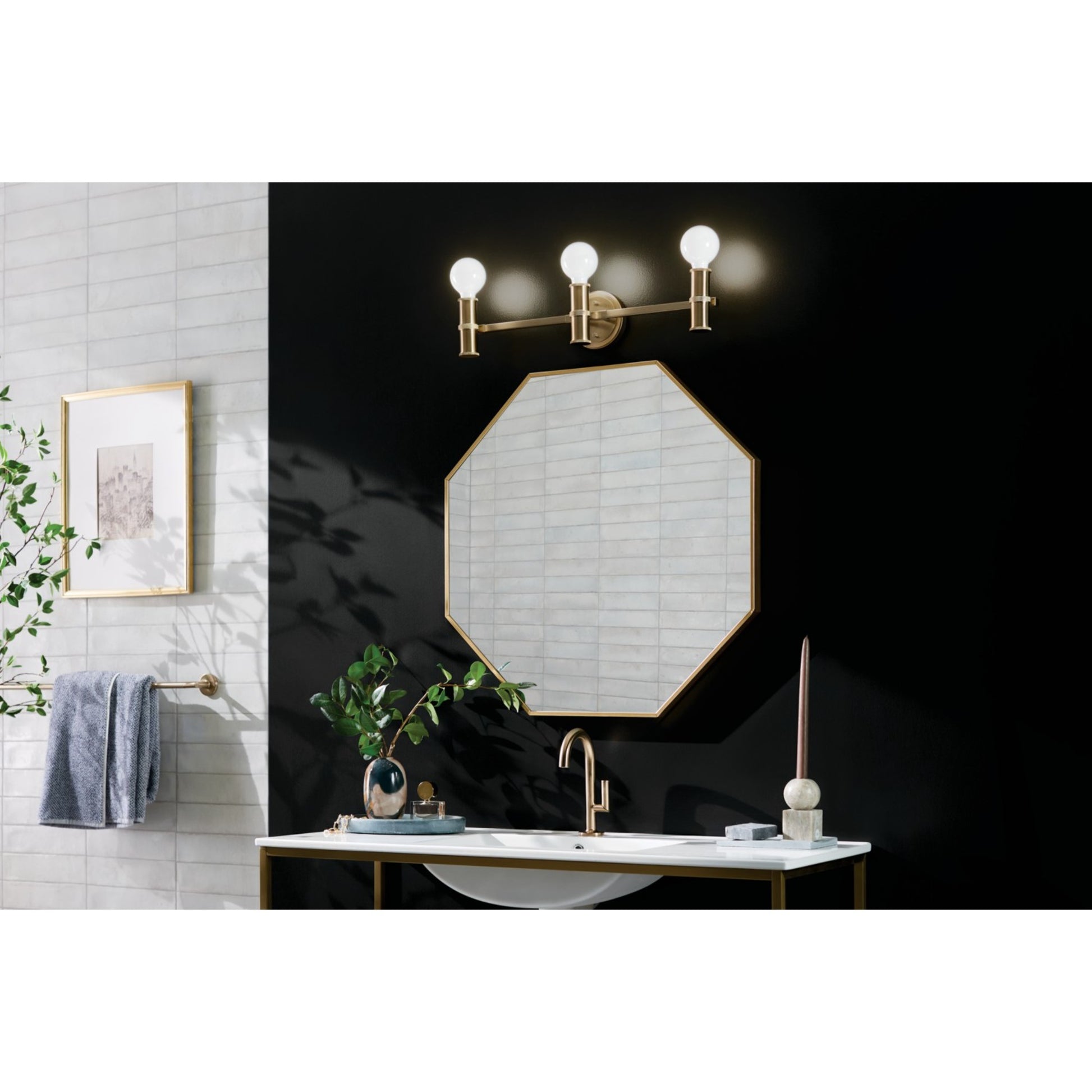 Torche 24" 3-Light Bath Vanity Light, Champagne Bronze Finish - Bees Lighting