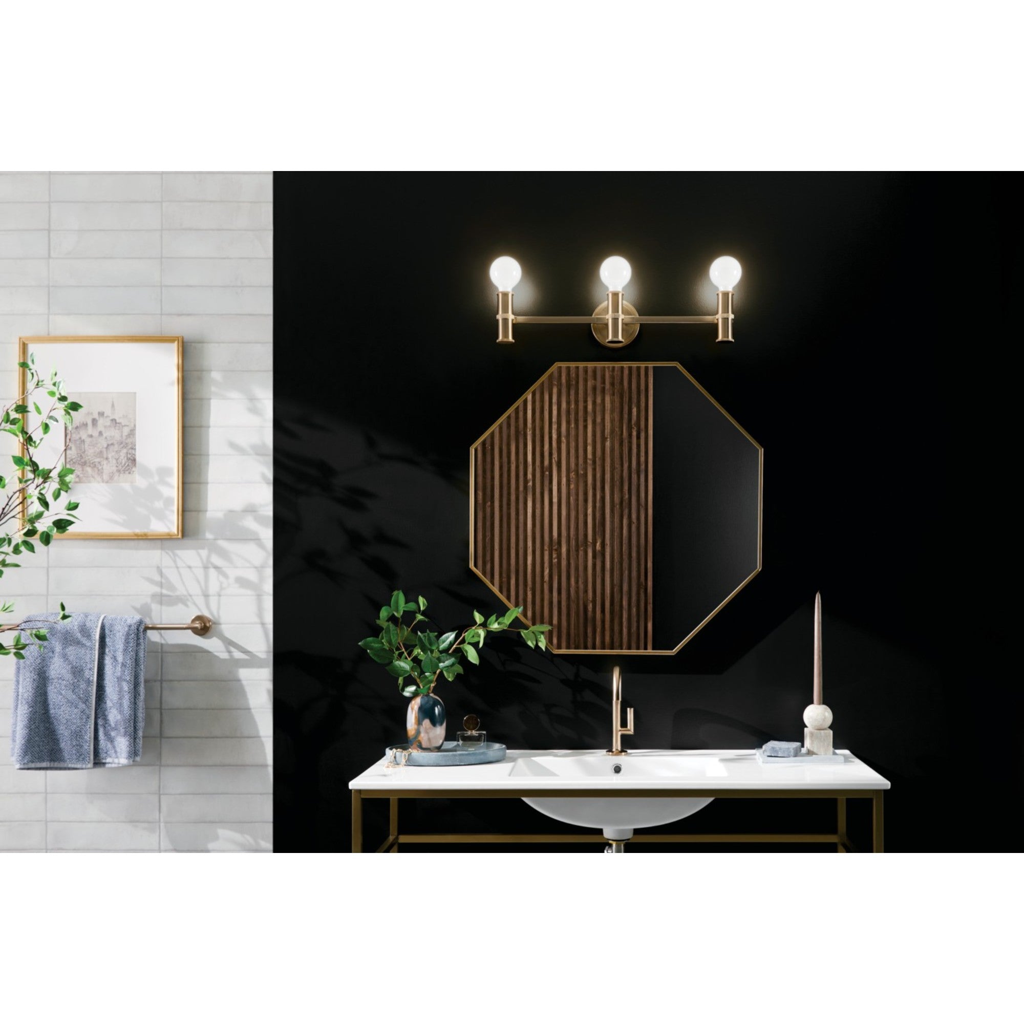 Torche 24" 3-Light Bath Vanity Light, Champagne Bronze Finish - Bees Lighting