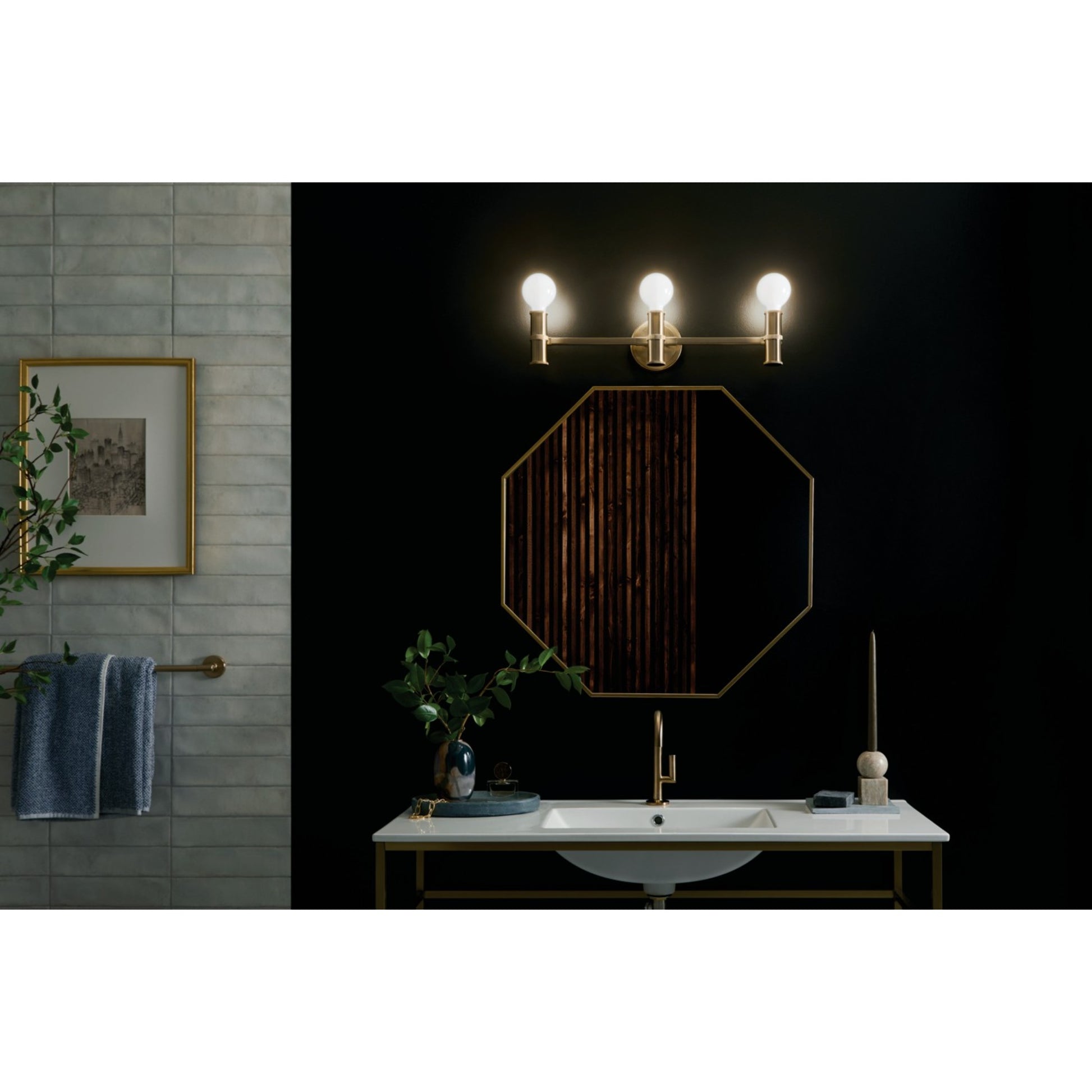 Torche 24" 3-Light Bath Vanity Light, Champagne Bronze Finish - Bees Lighting