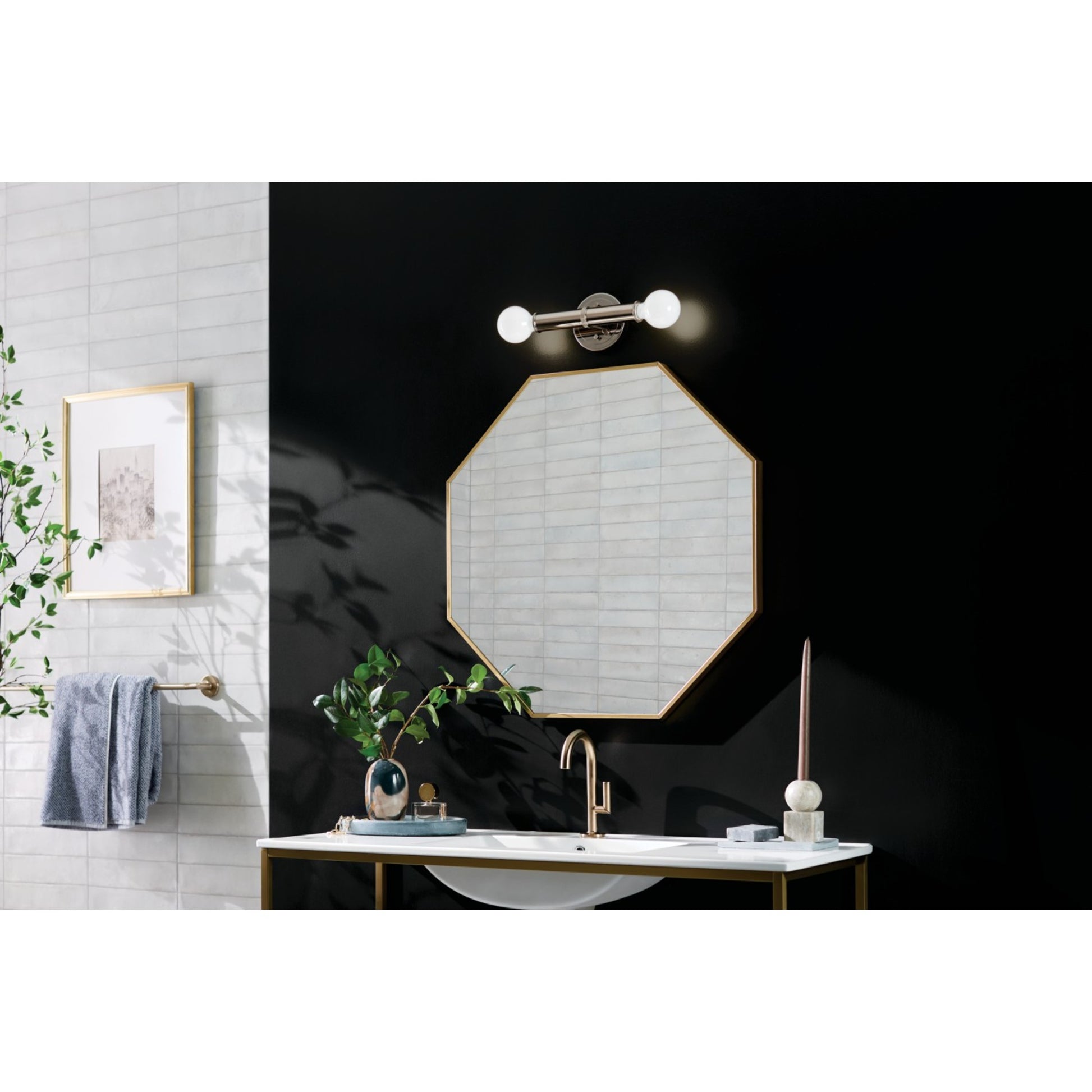 Torche 10" 2-Light Wall Sconce, Polished Nickel Finish - Bees Lighting