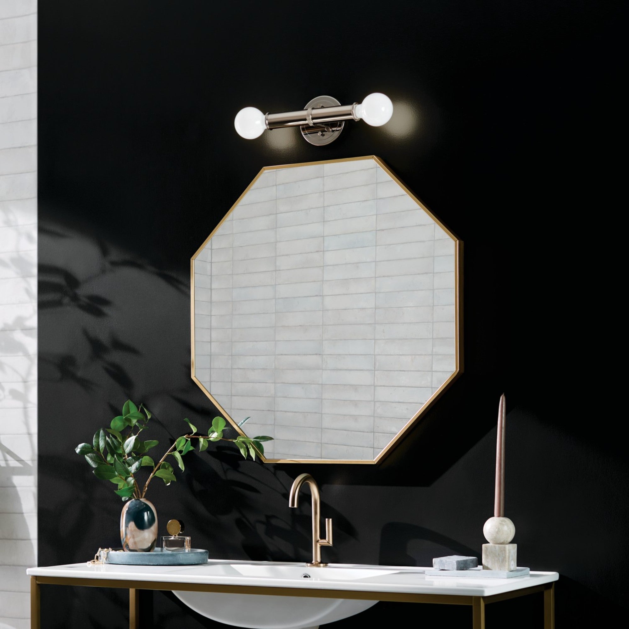 Torche 10" 2-Light Wall Sconce, Polished Nickel Finish - Bees Lighting