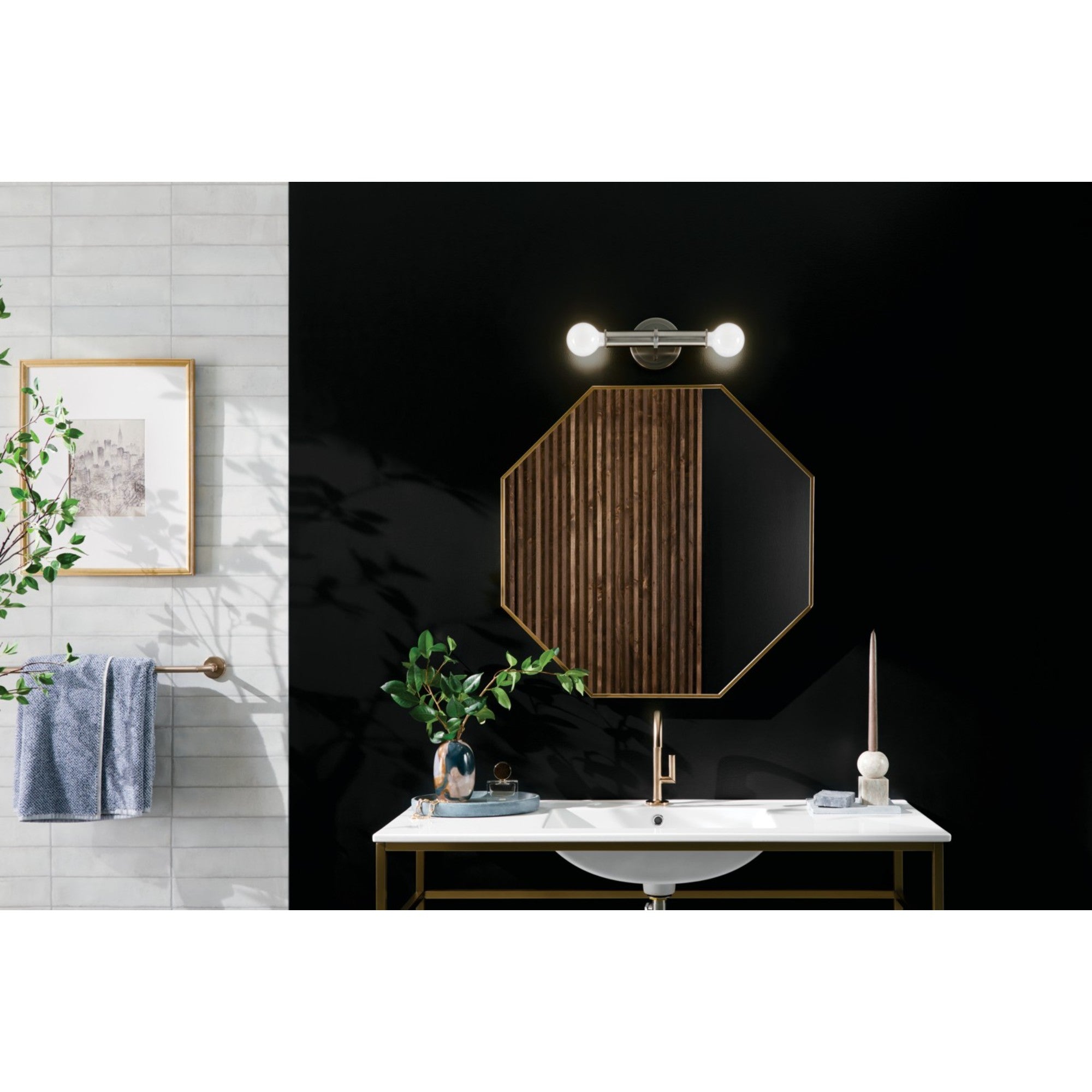 Torche 10" 2-Light Wall Sconce, Brushed Nickel Finish - Bees Lighting
